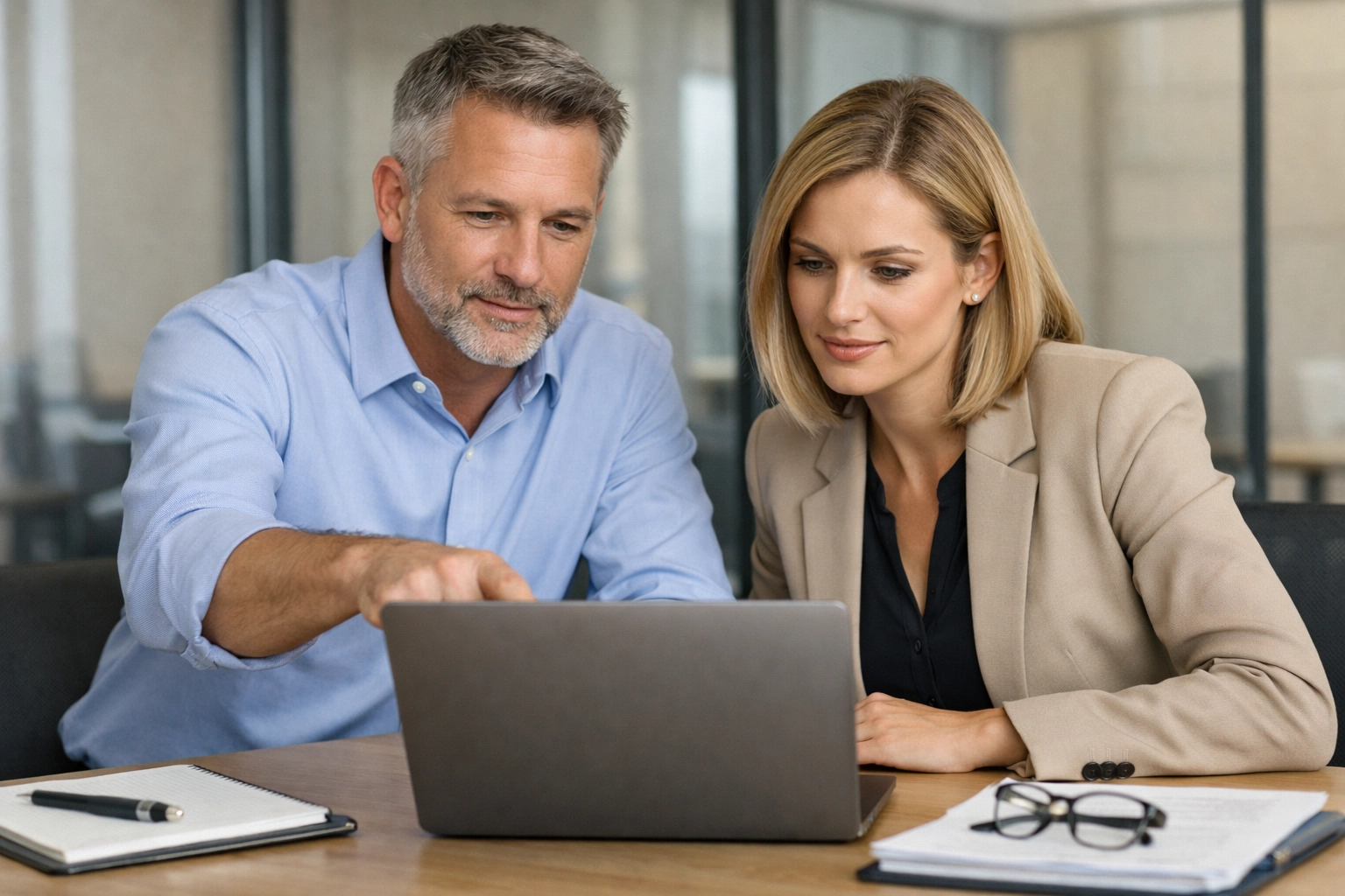 Tax professionals conducting a Circular 230 compliance training session in a modern Georgia tax office.