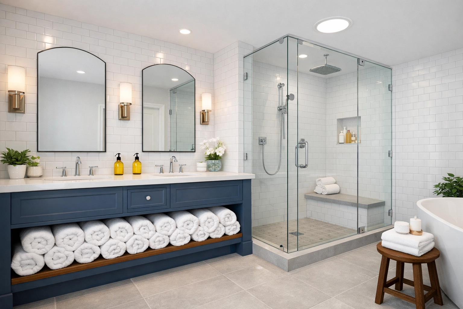 Spotless spa-like bathroom in Rutland MA showcasing high-quality house cleaning results.