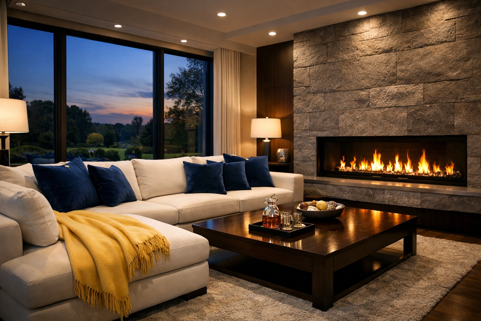 Immaculate luxury house cleaning in Foxborough living room, creating a pristine post-game sanctuary for homeowners.