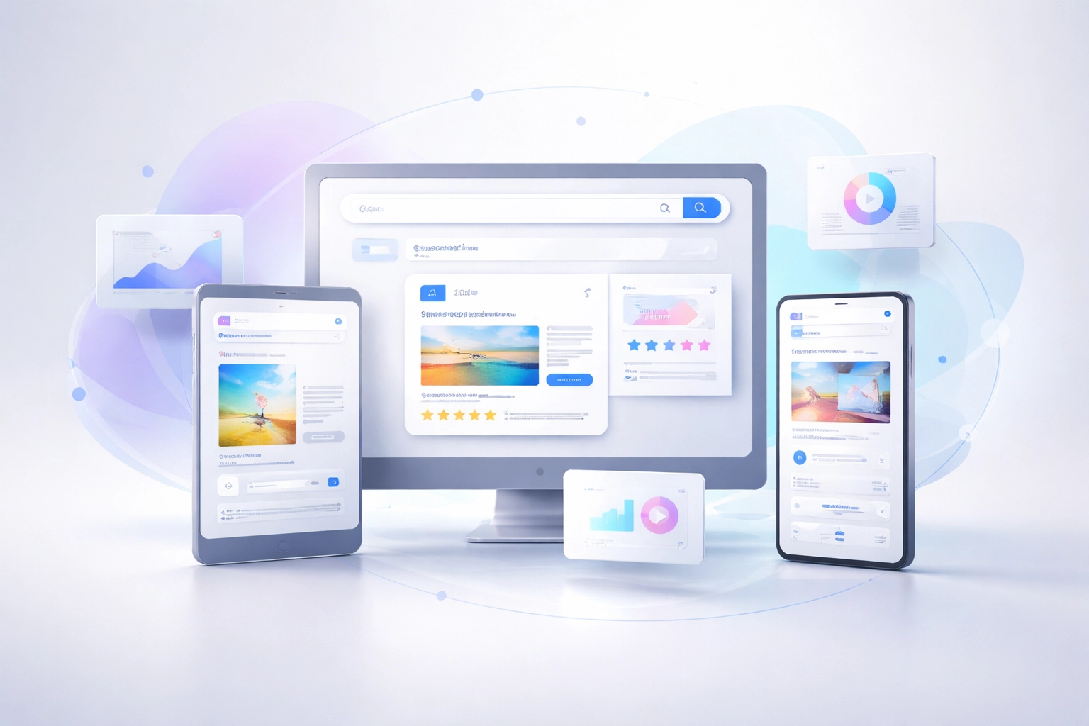 Multiple device screens highlighting cross-platform rehab advertising challenges and compliance