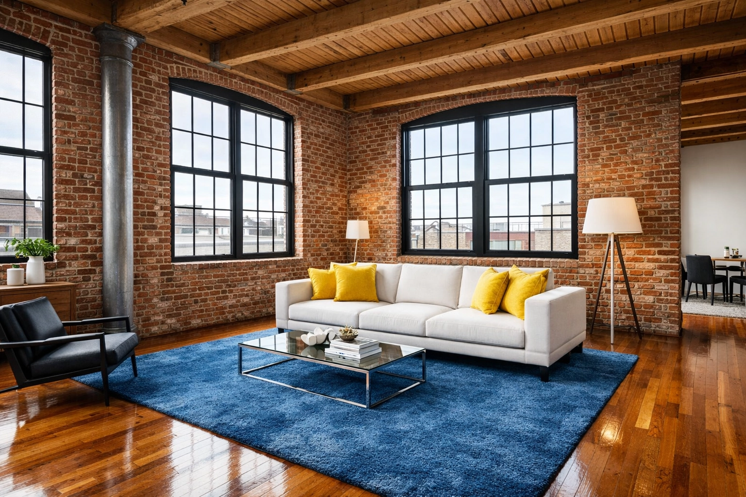 Clean modern Lowell loft apartment showing high-quality house cleaning Lowell MA results.