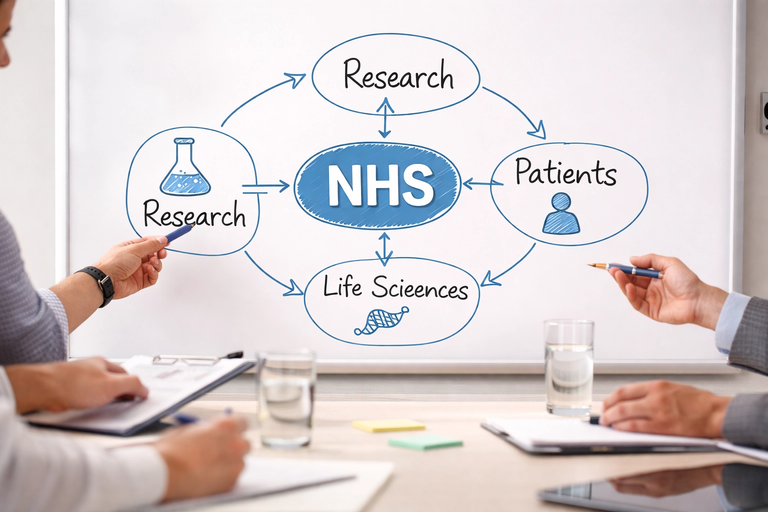 Network diagram illustrating NHS and Life Sciences collaboration in respiratory research