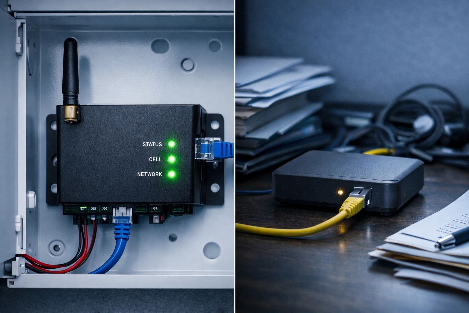 Comparison of dual-path fire alarm communicator versus standard consumer VoIP adapter
