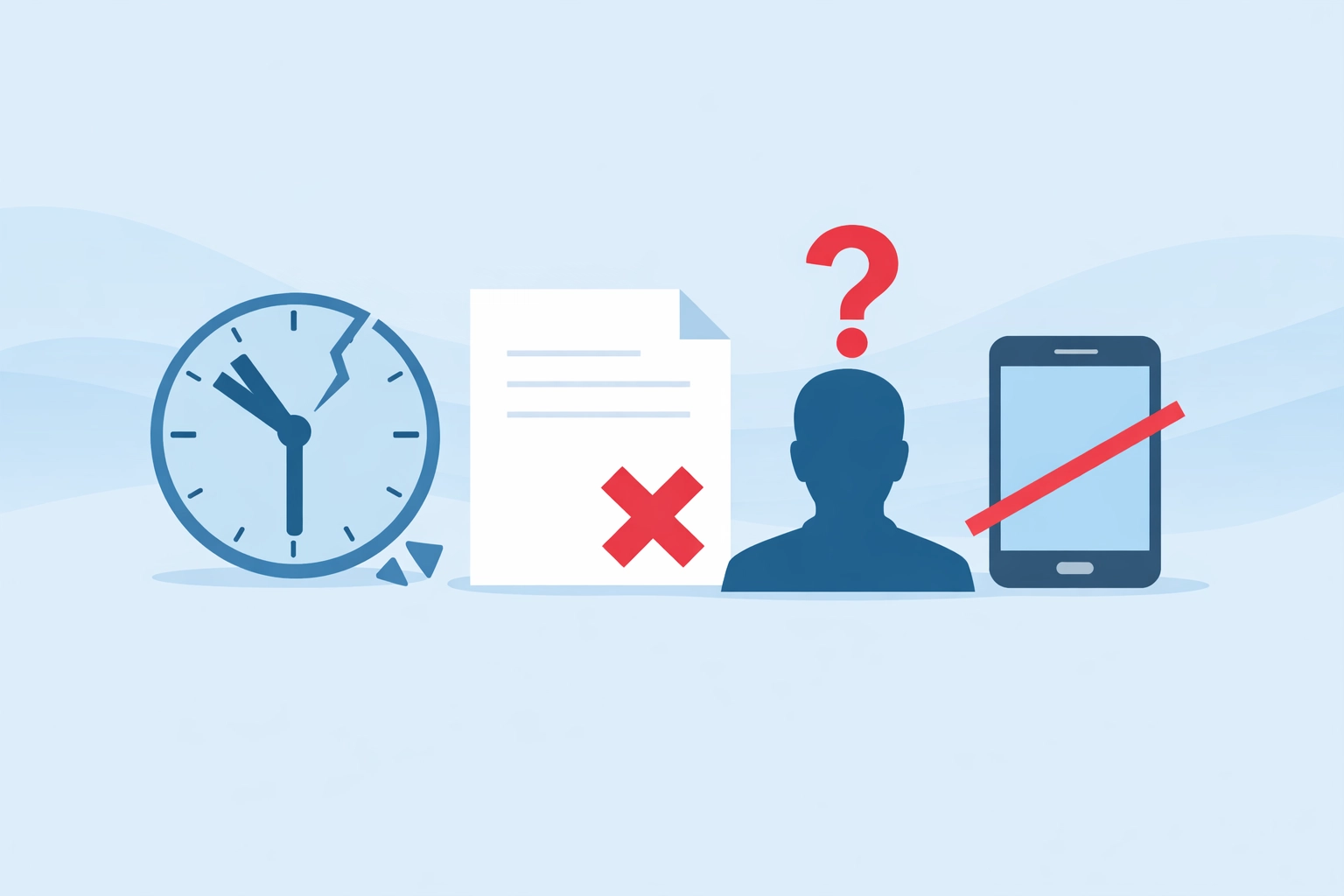 Red flags to avoid when selecting an authentication service for pawn shops, including symbols for slow response.