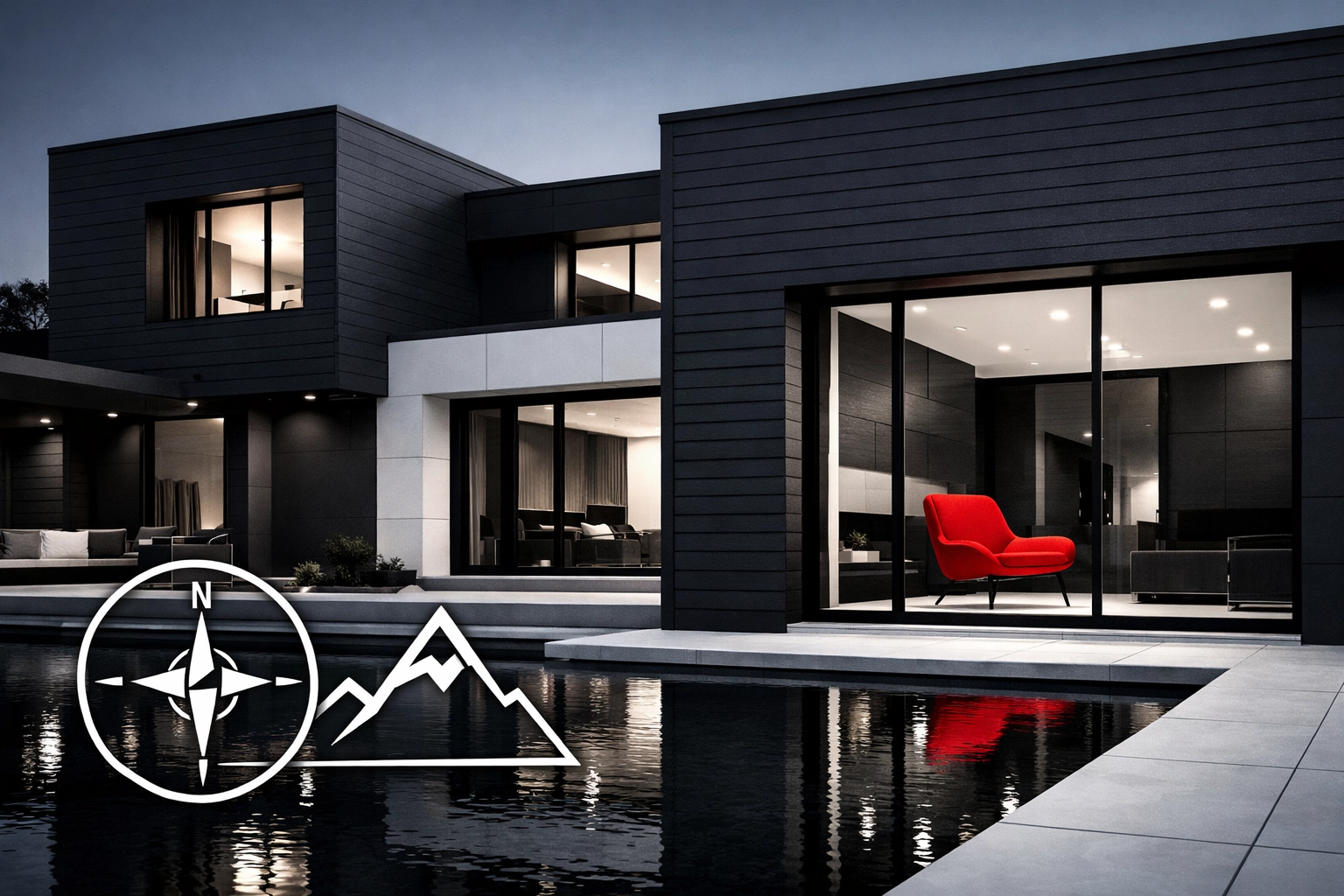 Luxury modern home exterior in Chattanooga featuring James Hardie Iron Gray fiber cement siding.