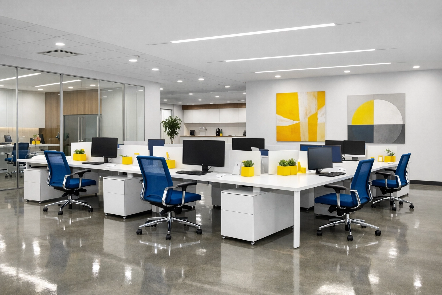 Spotless Westford commercial cleaning results in a modern, organized professional office space.