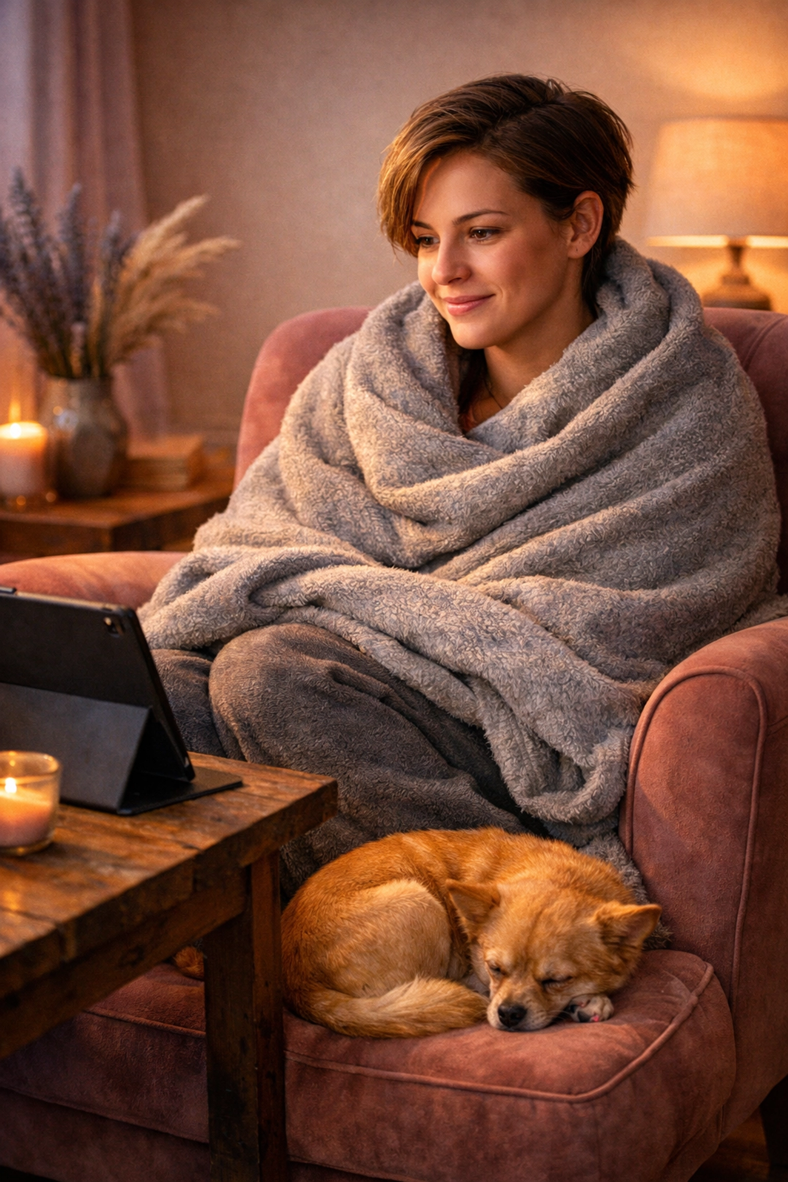 Comfortable online therapy in GA with the support of a pet at home.
