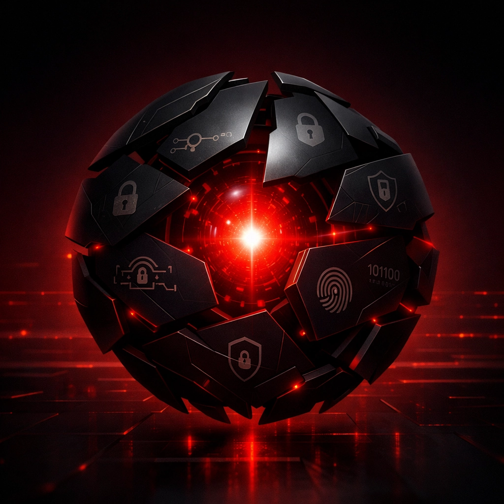 Secure digital data core representing advanced web security and privacy for autonomous AI agents.