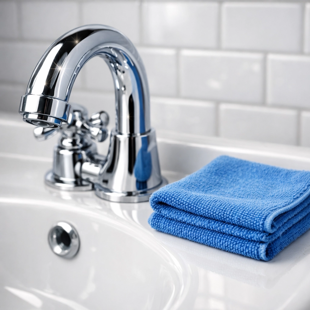 Detail of a polished sink highlighting the quality of professional House Cleaning Dunstable MA.