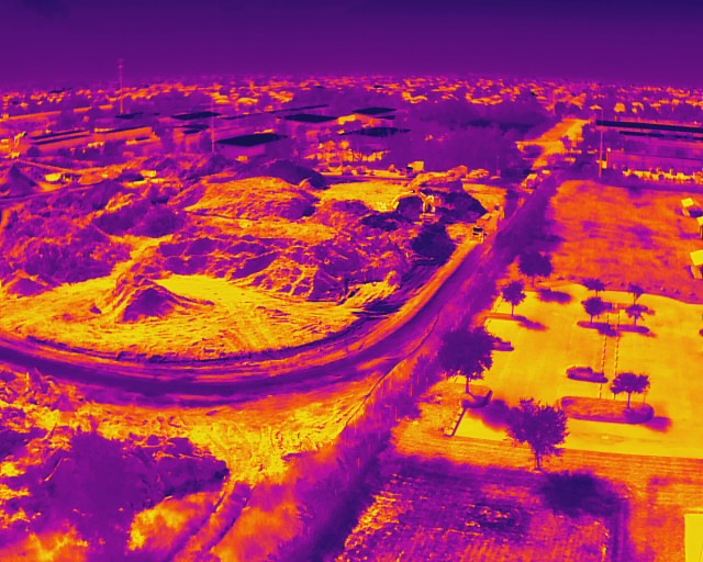 Thermal drone image at construction site