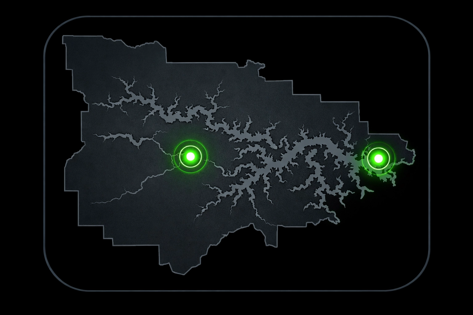 Topographical map of Camden County Missouri showing service areas for local roofing directory listings.