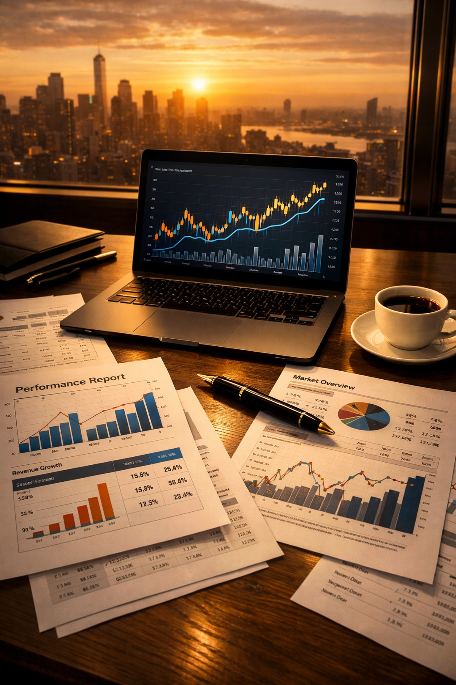 Financial performance charts showing portfolio returns and risk-adjusted investment metrics