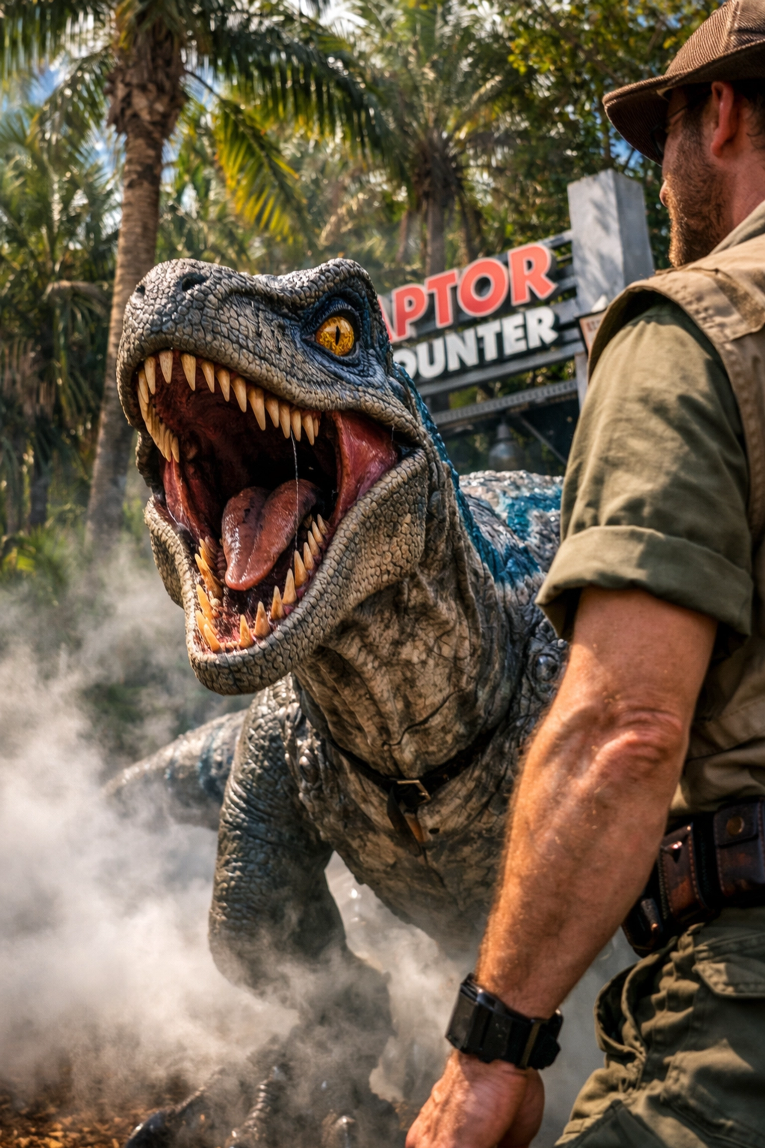 Universal Studios Hollywood Photography Guide 2026: How to Capture Movie Magic Without a Hollywood Budget 3 Action shot of a Velociraptor at the Jurassic World Raptor Encounter, a top photo spot in the park.
