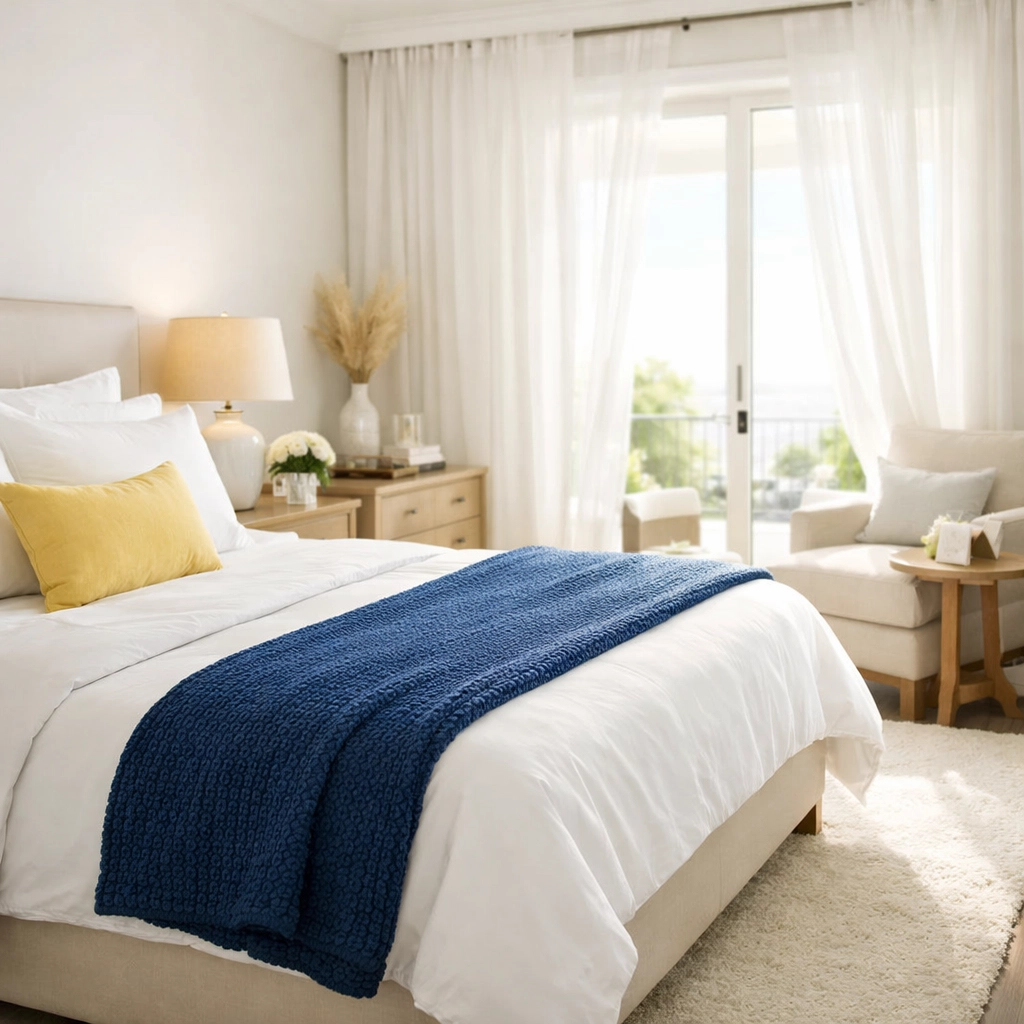 Serene master bedroom suite after a visit from a Reliable House Cleaning service Hopkinton.