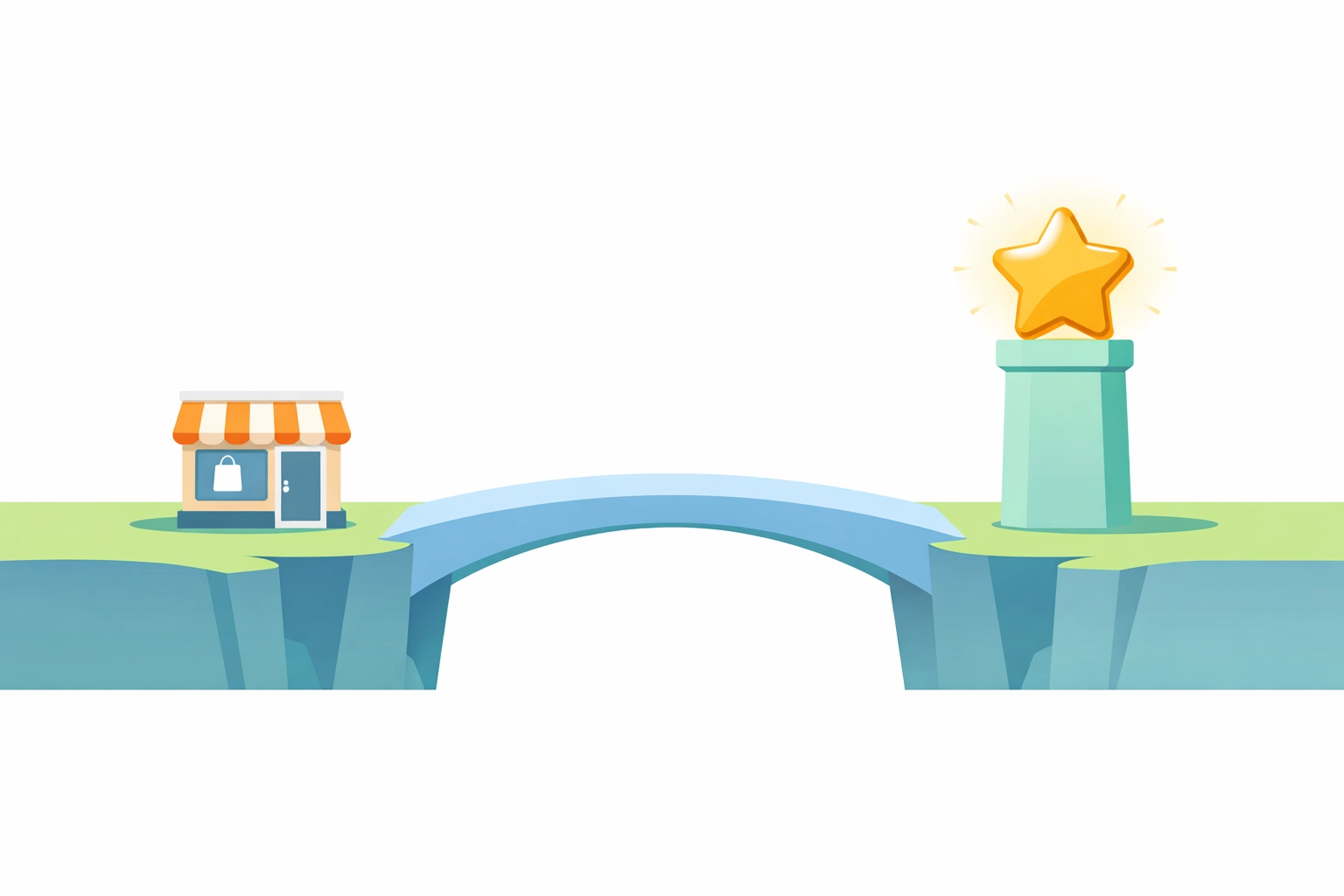 Flat design showing a business directory listing helping a local store reach top search results quickly.