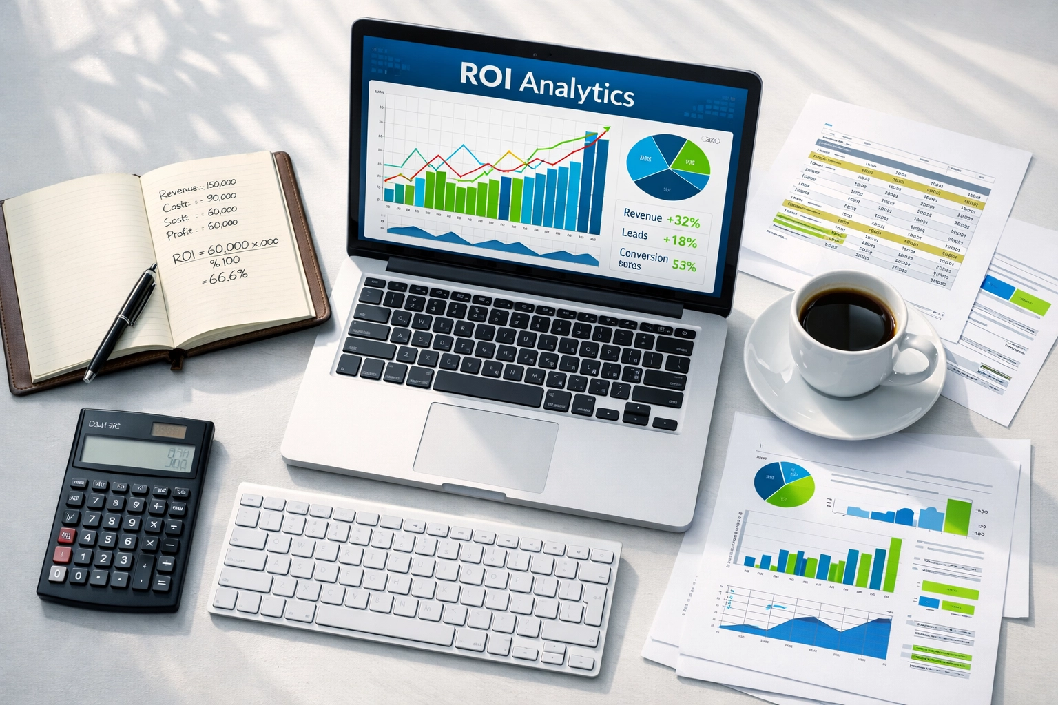 ServiceNow ROI analysis workspace with financial metrics and implementation planning data