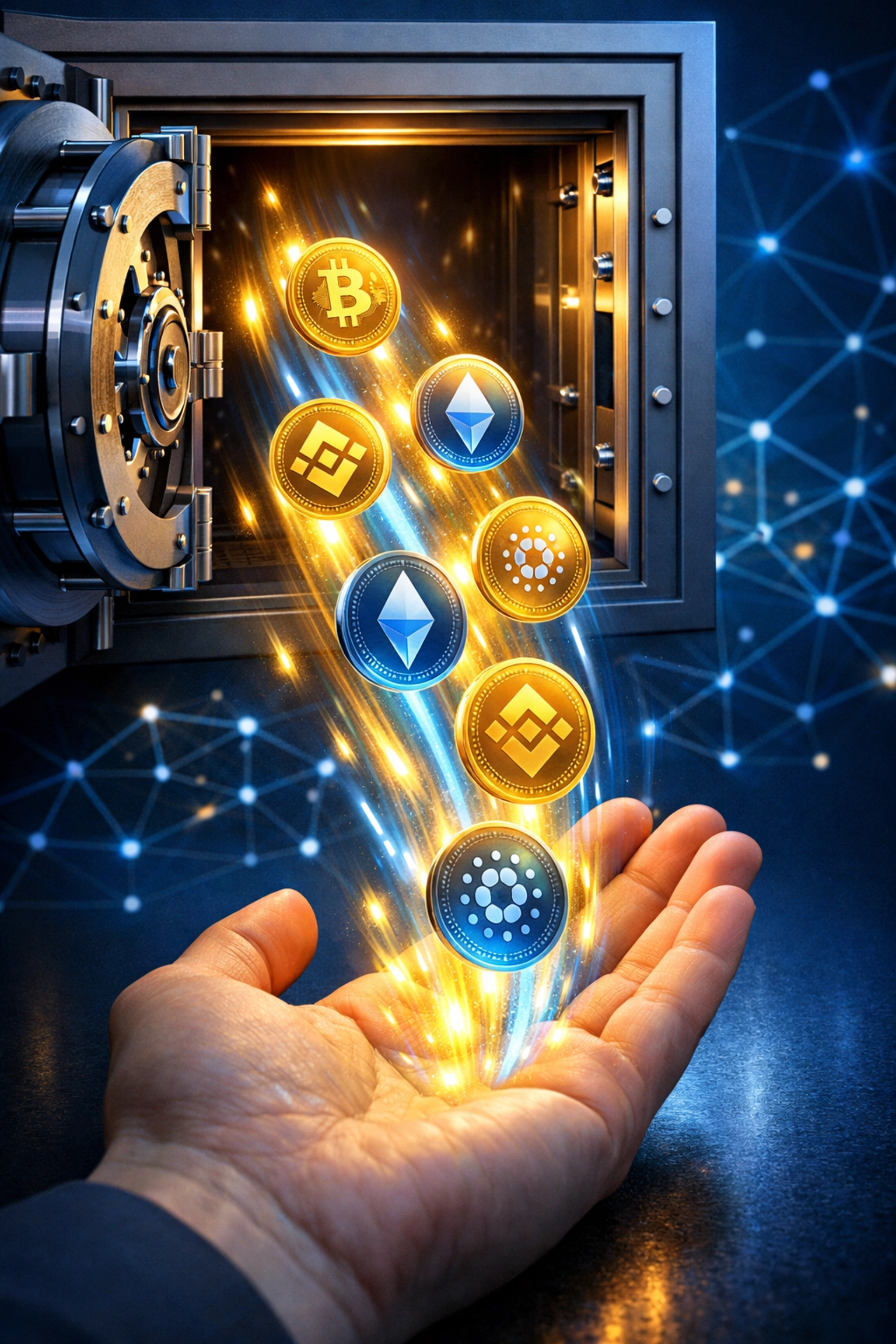 Self-custody crypto tokens flowing instantly to merchant without intermediaries