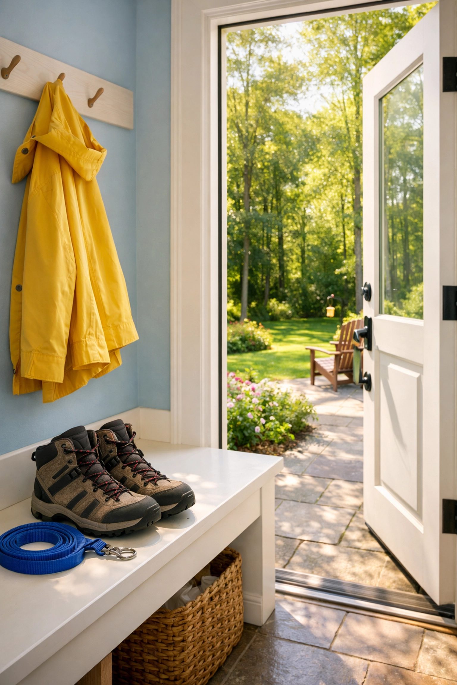 Clean, organized mudroom in Leominster MA, allowing homeowners time for local outdoor activities and family fun.
