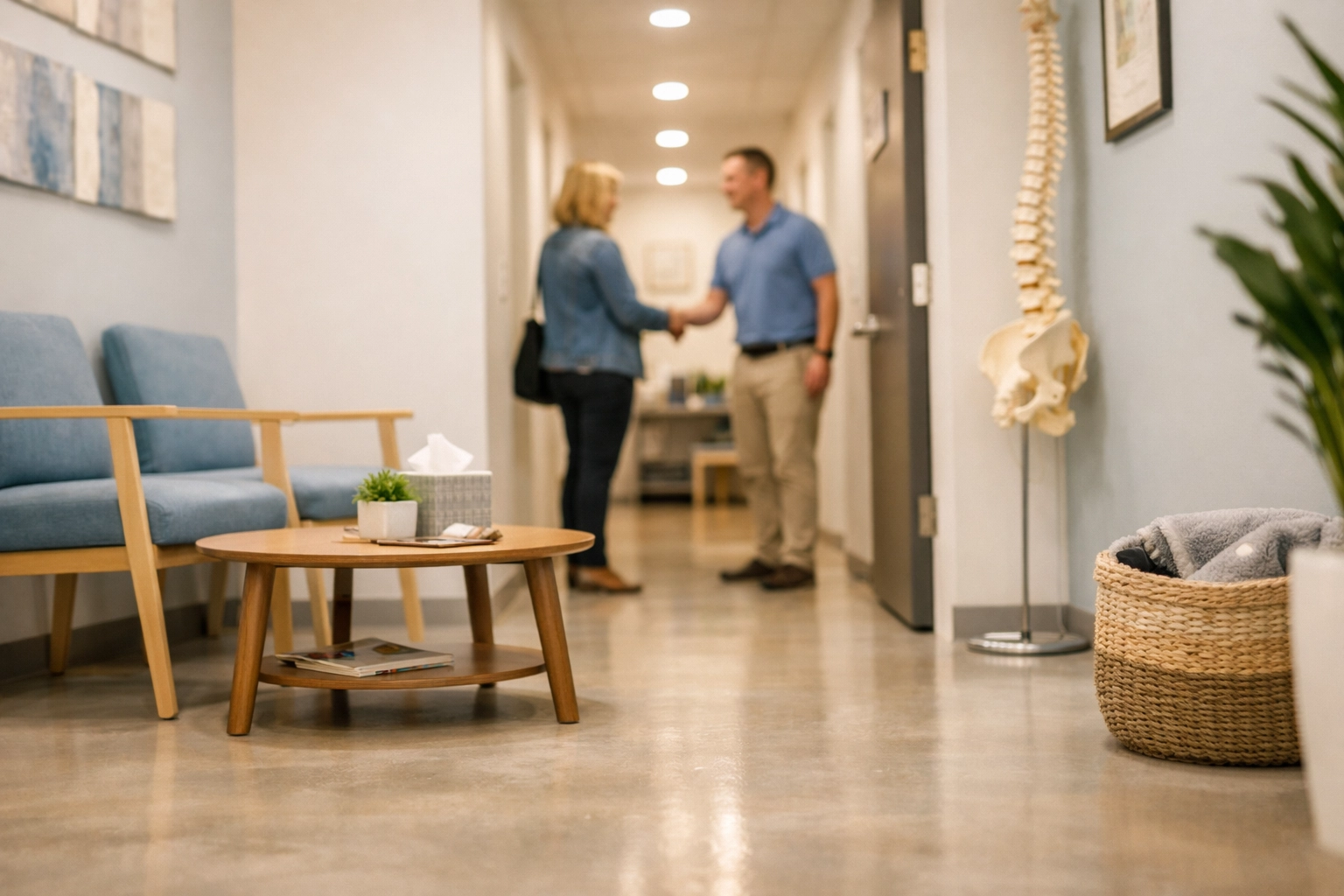 Modern chiropractic clinic interior highlighting professional patient care and organic practice growth.