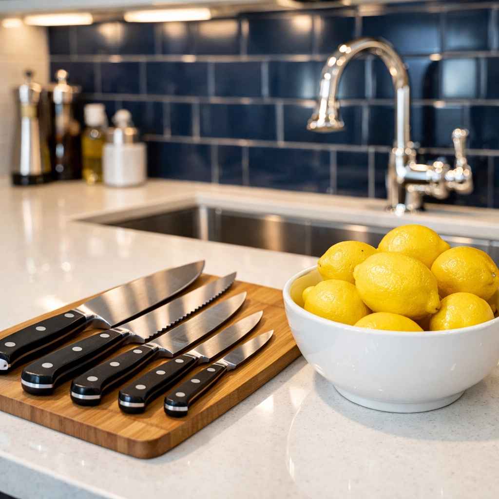 Detailed view of a clean, organized luxury kitchen after professional residential cleaning Massachusetts.