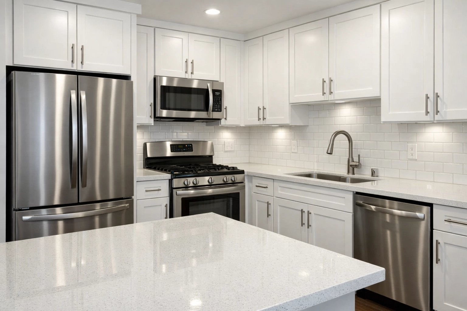 Spotless rental kitchen in Detroit showcasing professional move-out cleaning standards.