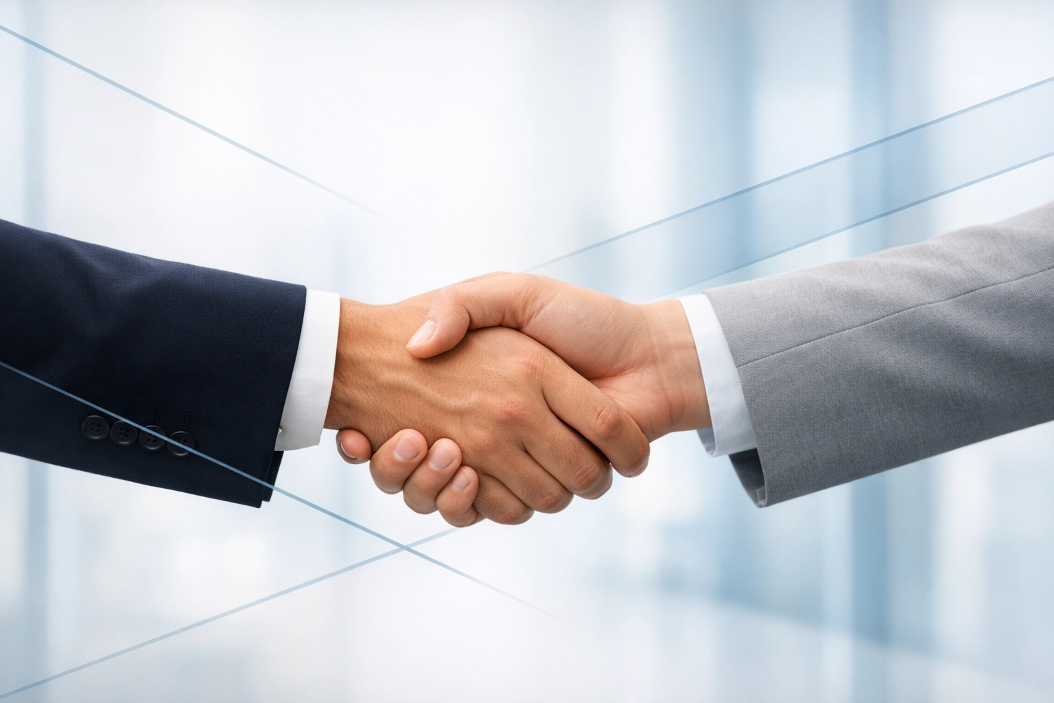 Firm handshake representing the partnership between a client and their local Hampton Roads divorce lawyer.