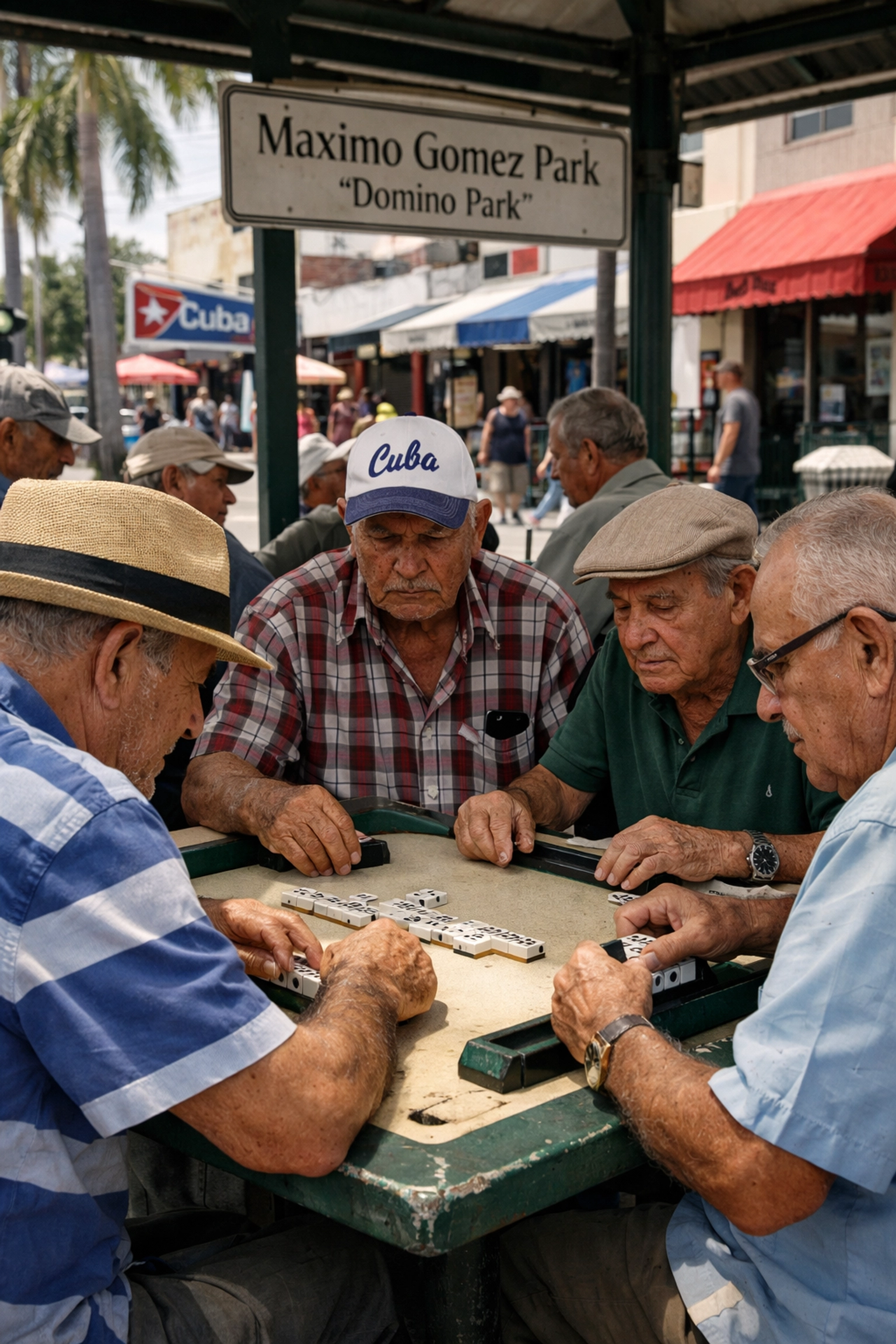 Locals playing dominoes on Calle Ocho in Little Havana, a fun cultural thing to do in Miami.