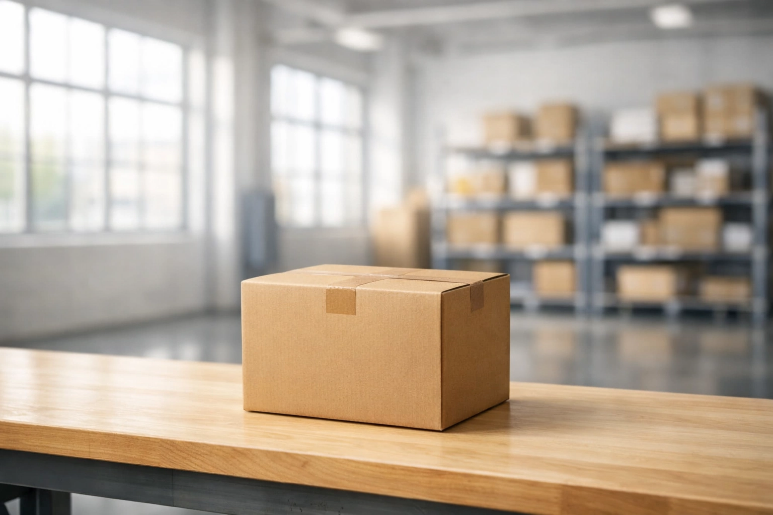 A sealed parcel on a workbench ready for efficient door-to-door shipping to the UK, USA, and Europe.