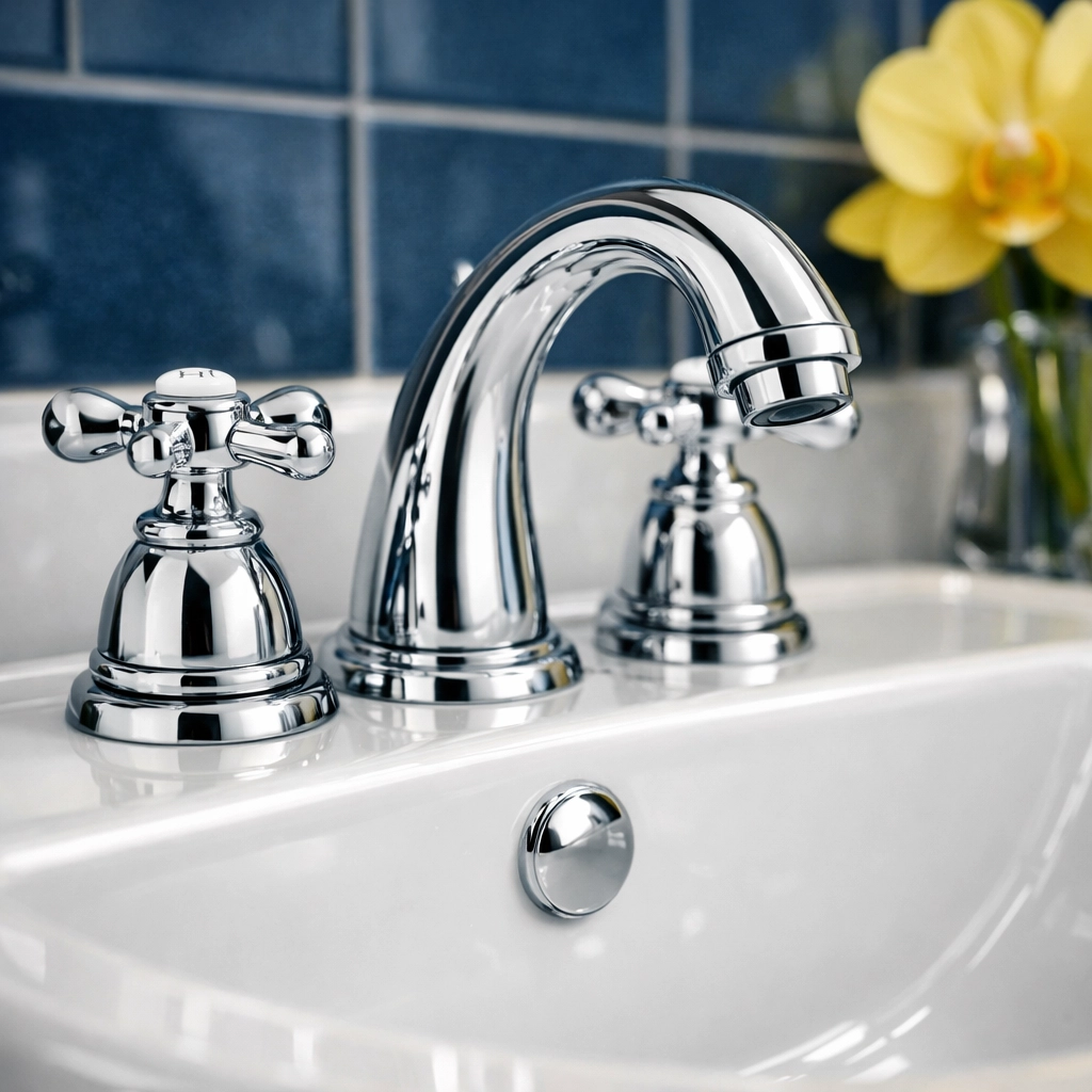 Gleaming bathroom faucet and sink detail after a professional residential cleaning Massachusetts session.