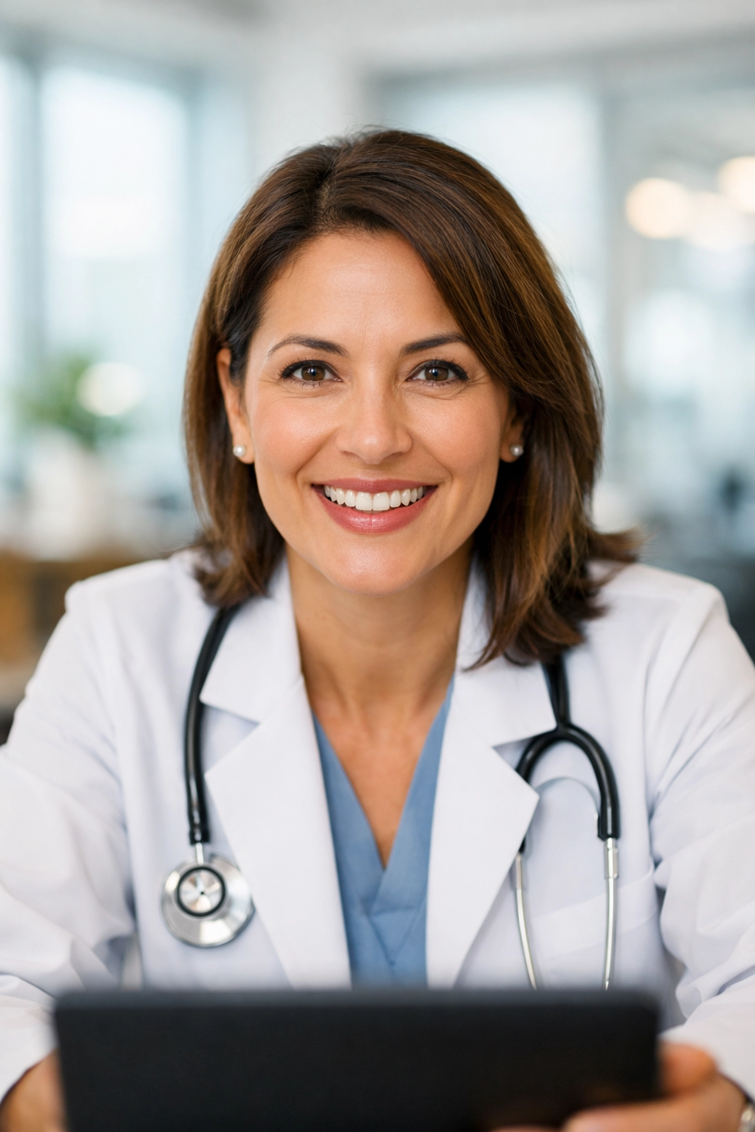 A doctor conducting a virtual weight loss consultation for GLP-1 medication supervision.