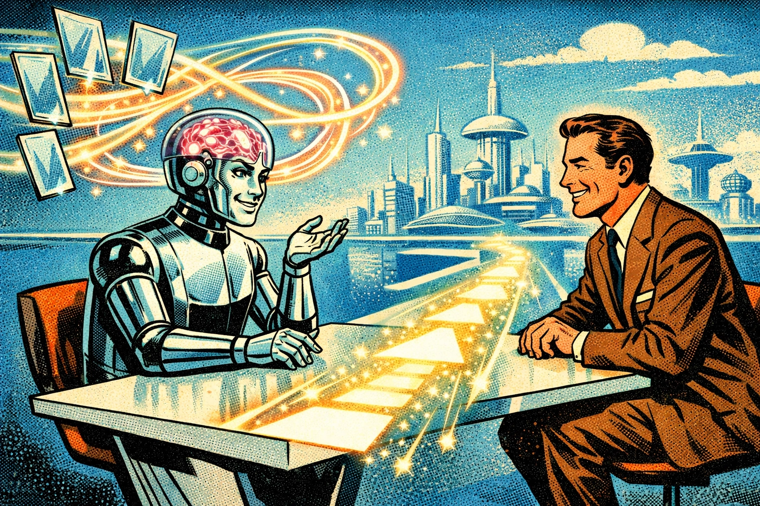 Brand authority data flowing into a generative AI assistant to guide an enterprise buyer’s journey.