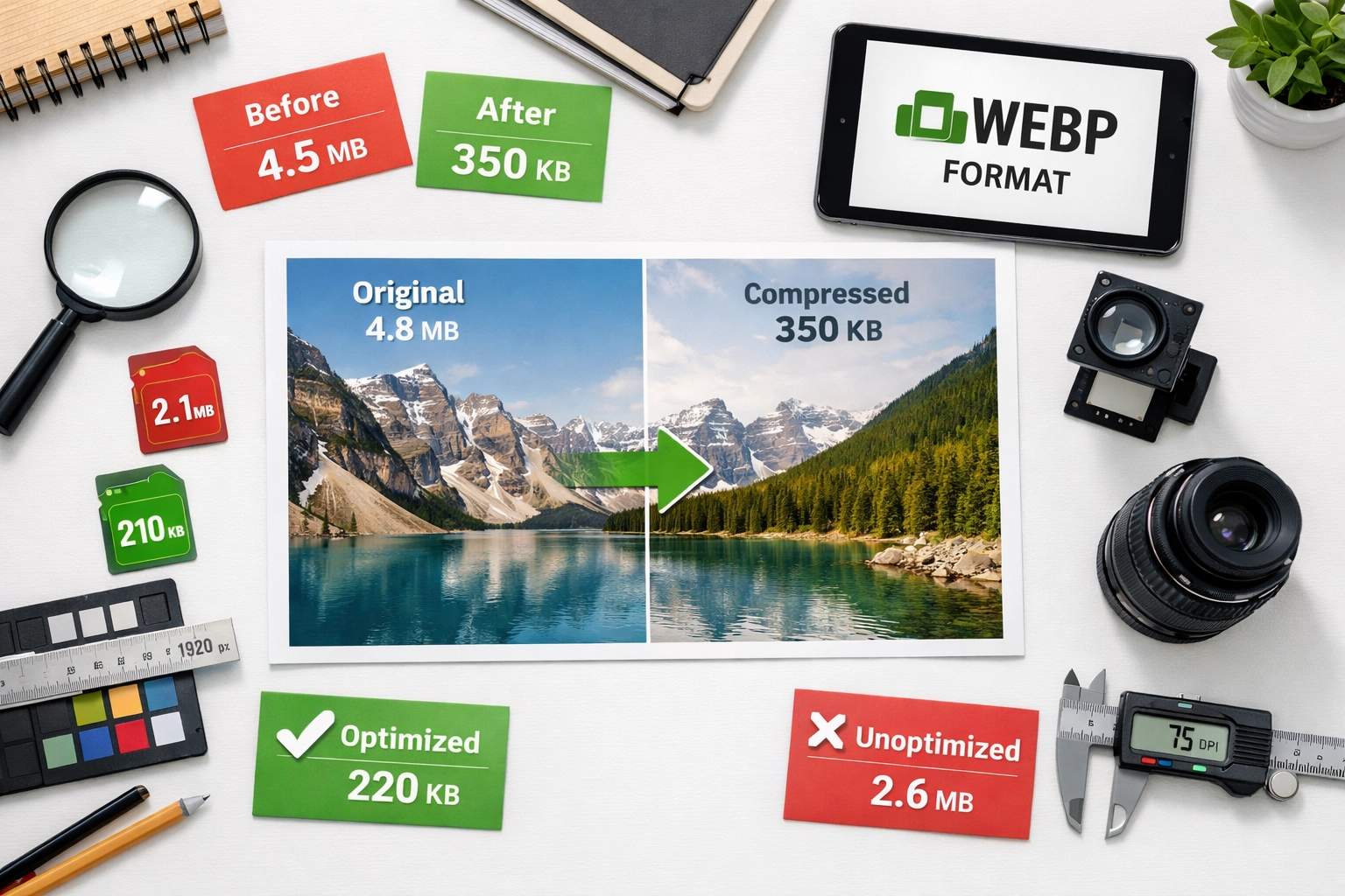 Optimisation et compression d'images au format WebP pour accélérer le chargement mobile