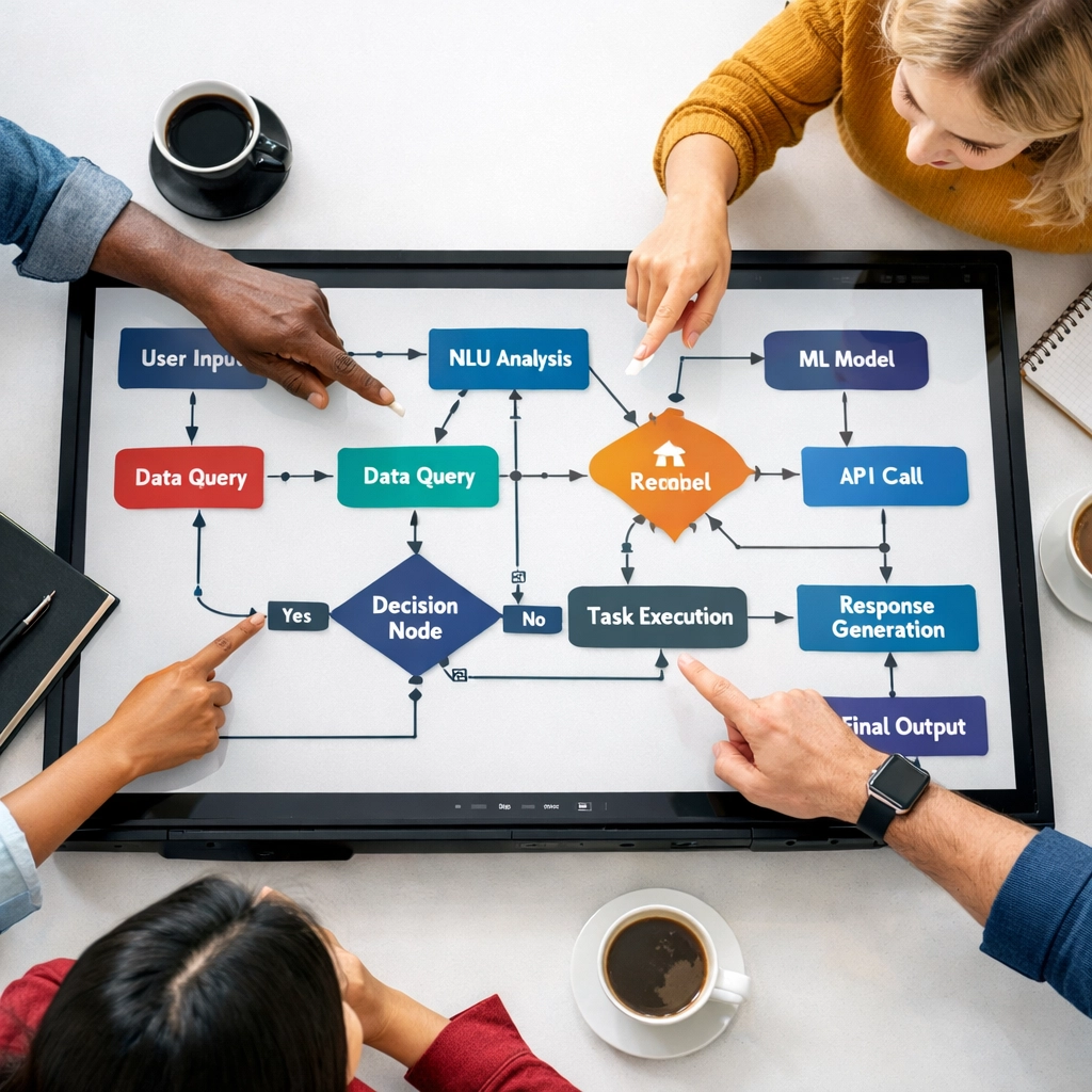 IT team configuring Now Assist AI agent workflows for ServiceNow automation implementation