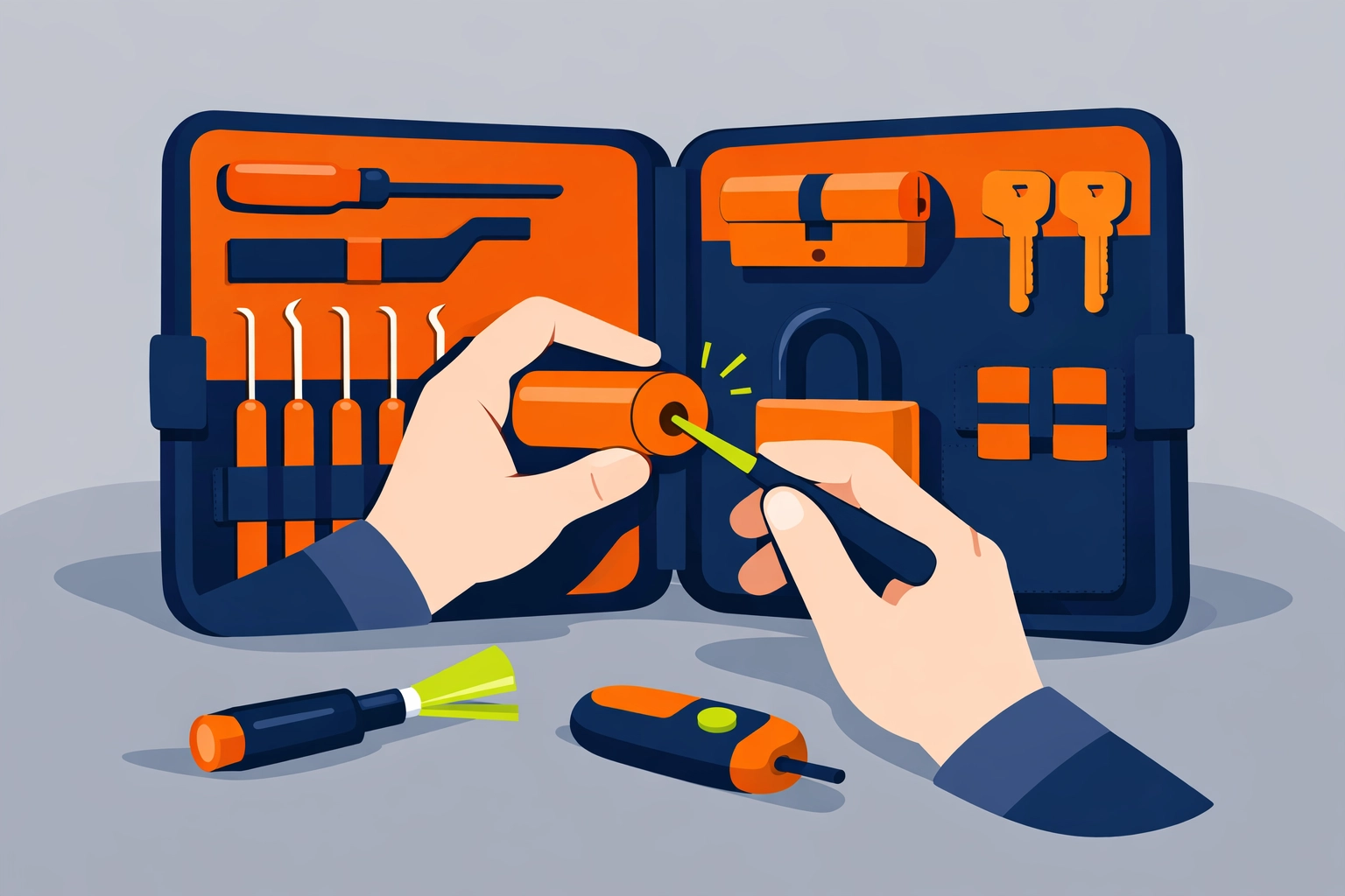 Professional tools for non-destructive entry used by expert locksmiths in the Bristol area.