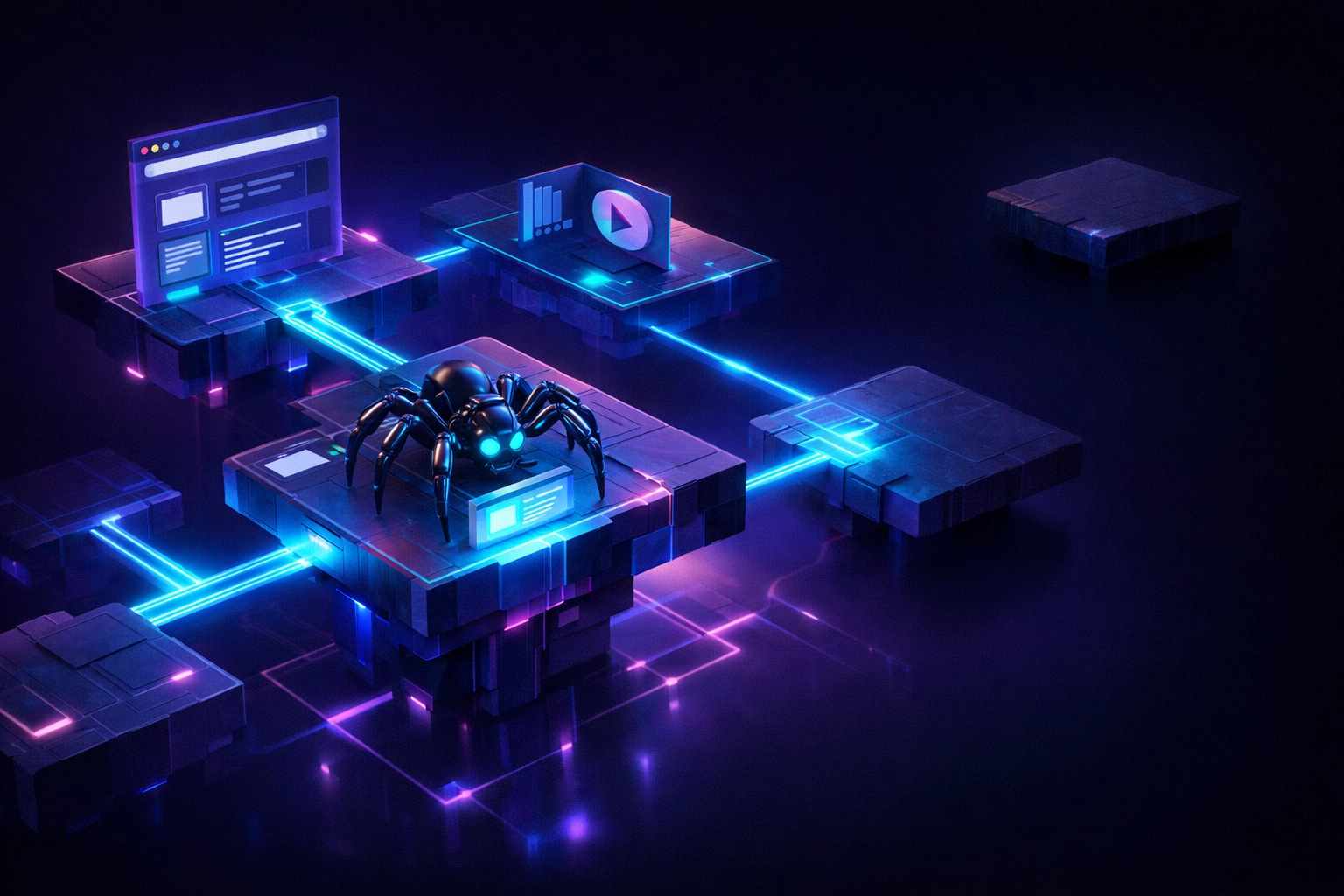 Robot d'exploration Google naviguant une structure de site avec page isolée