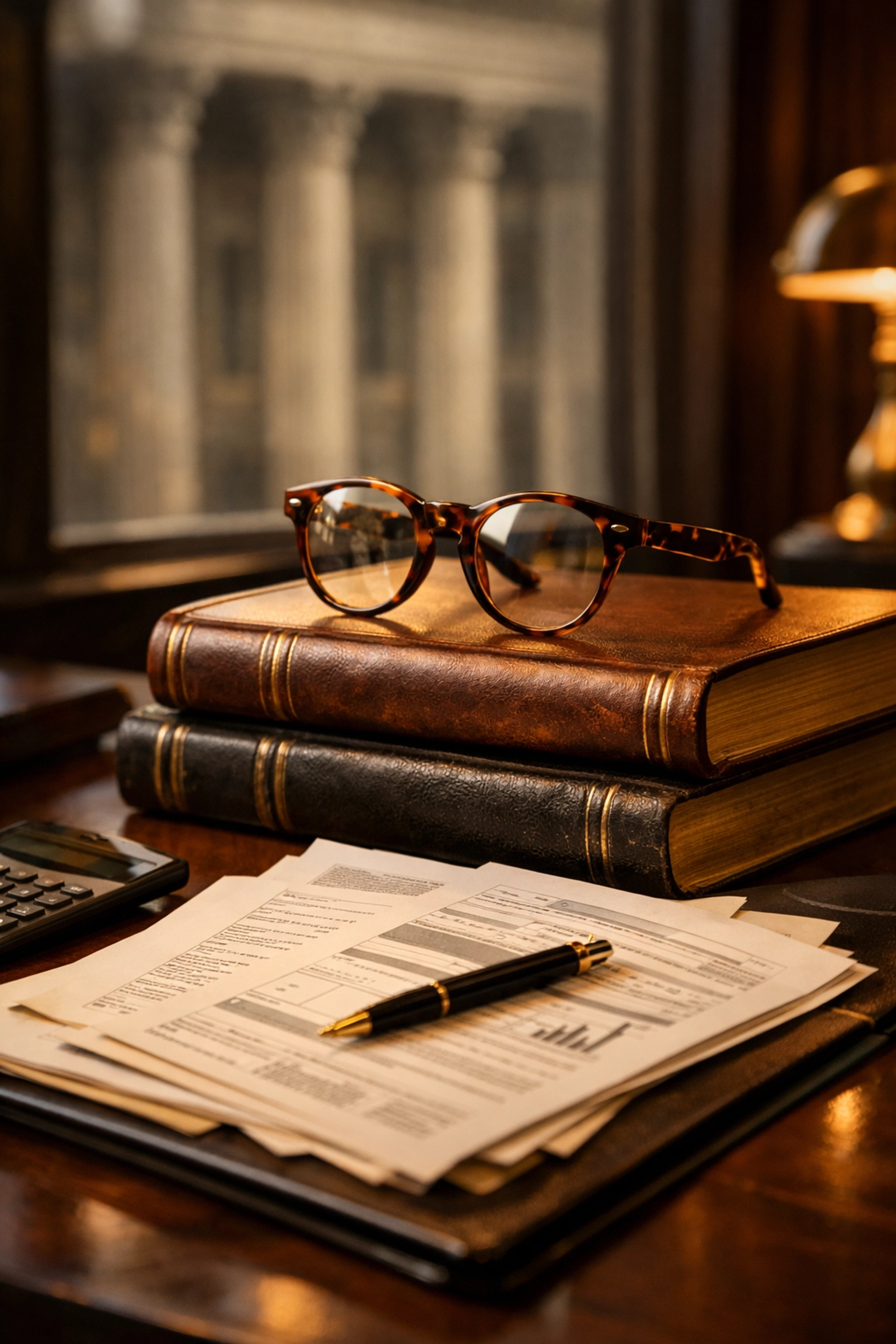Executive desk with tax documents and law books illustrating IRS retirement contribution caps for high earners.
