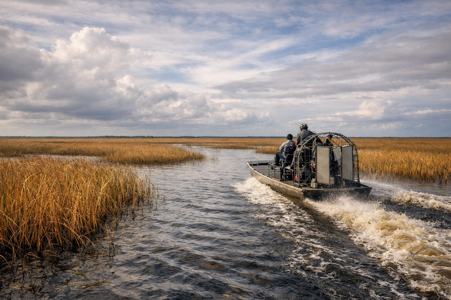 Airboat tour through the sawgrass marshes of Everglades National Park, a must-see near Miami.