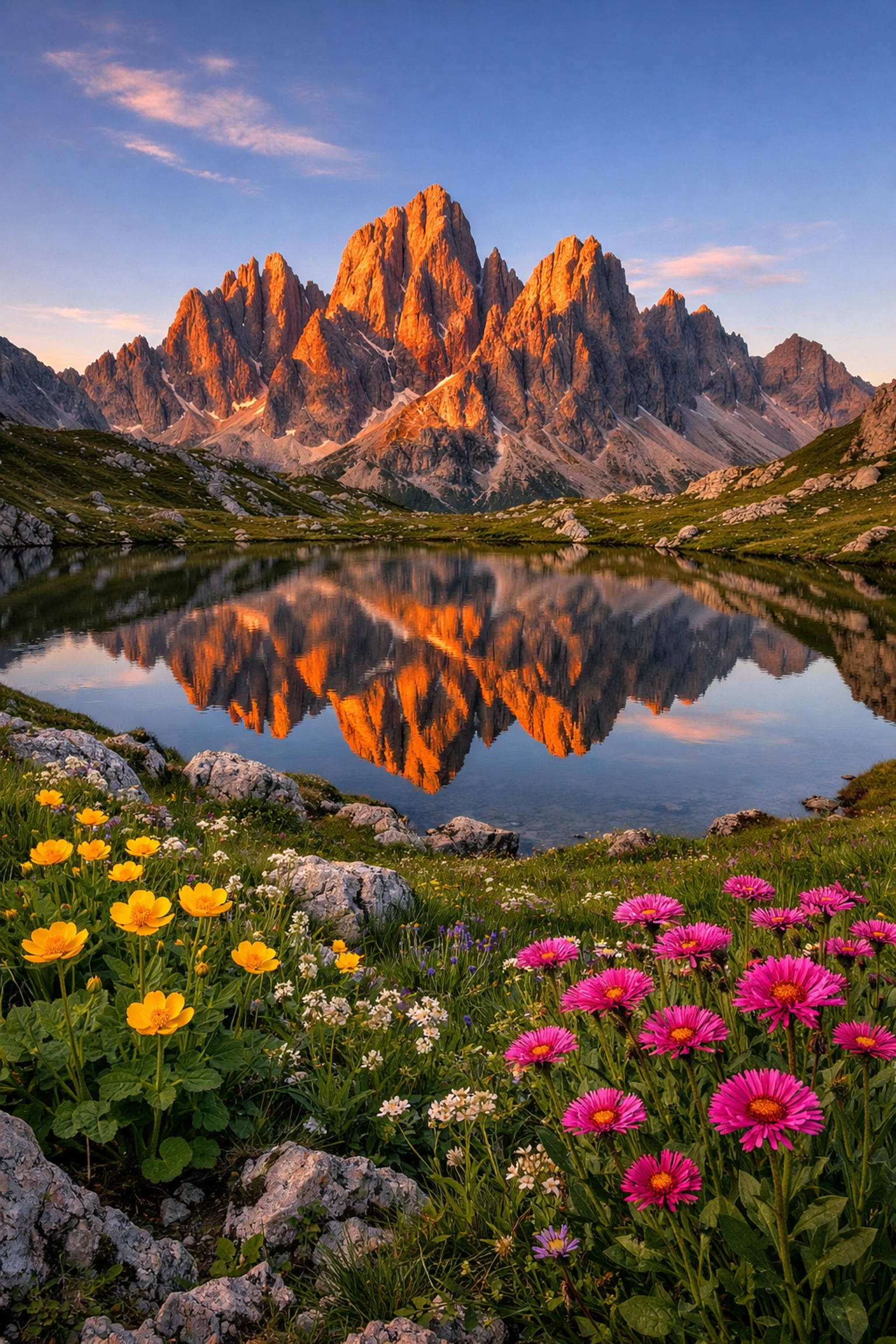Pristine landscape of the Dolomites, one of the best photography locations, showcasing clean AI retouching.