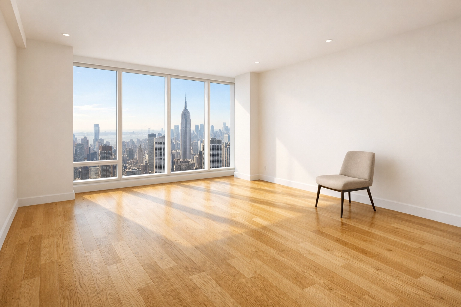 Sunlit renovated apartment with hardwood floors ready for a new Detroit tenant move-in.