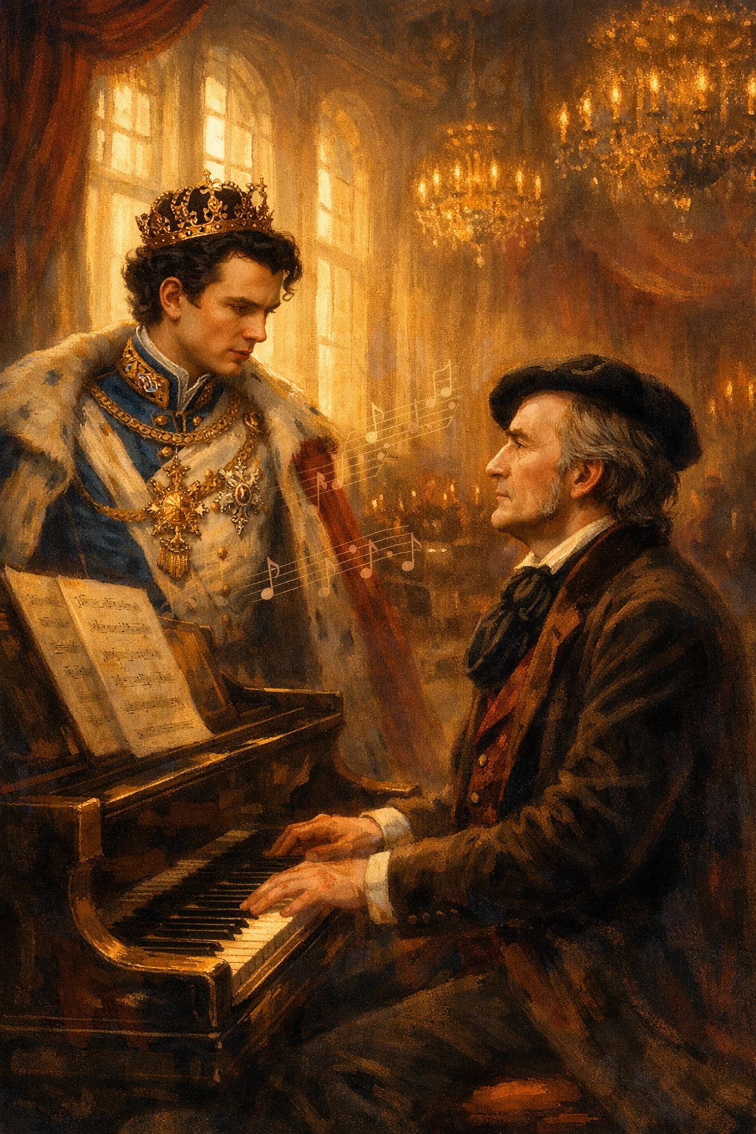 Ludwig II of Bavaria and composer Richard Wagner in intimate artistic partnership