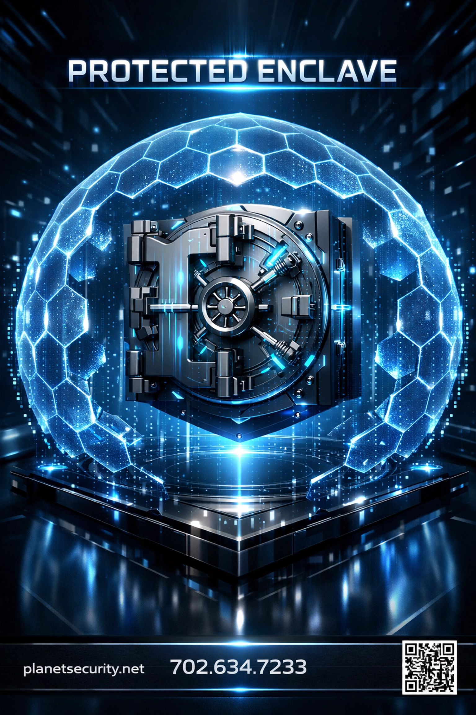 Futuristic digital vault with energy shields representing 110 NIST 800-171 controls in a CPE Level 2 enclave.