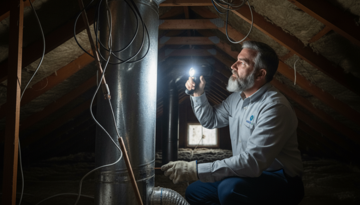 Attic Duct Inspection by Mastertech Environmental Technician