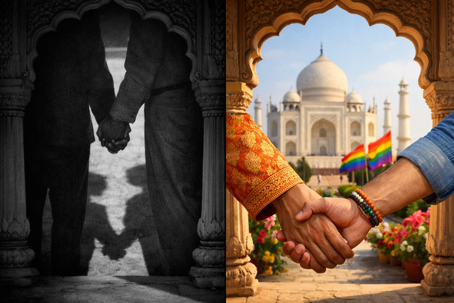 Past to present evolution of LGBTQ+ visibility in India through holding hands imagery