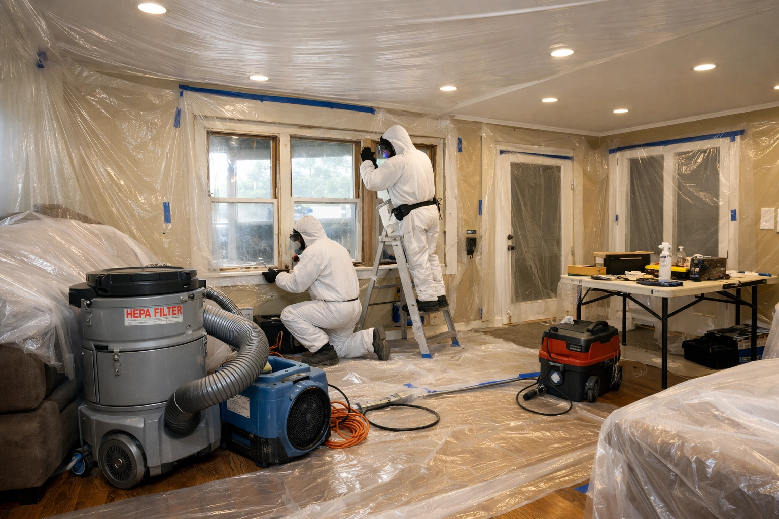 Professional lead paint removal with containment in Bucks County home