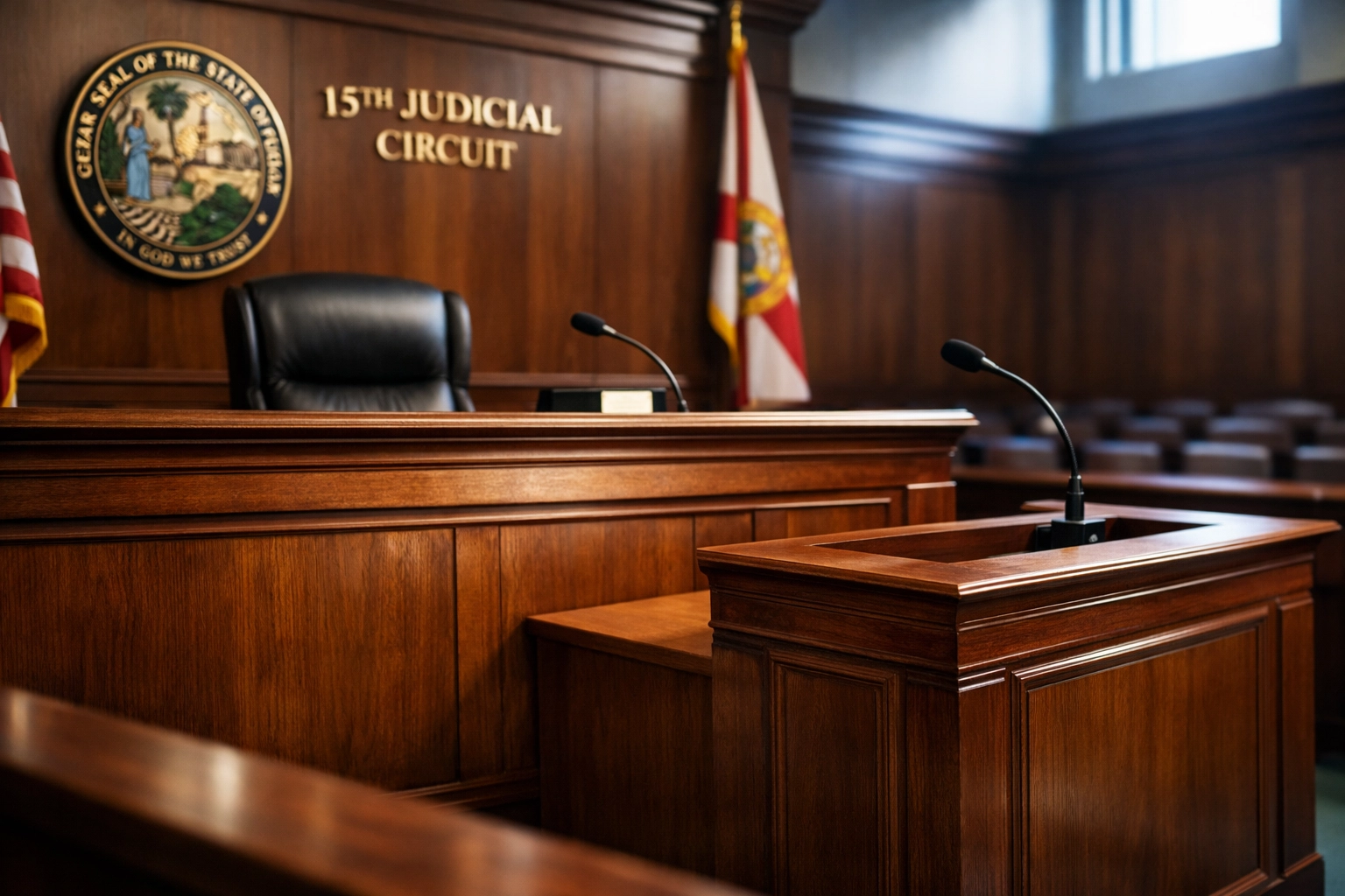 Interior of a Spotsylvania County courtroom where a Guardian ad Litem advocates for a child's best interests.