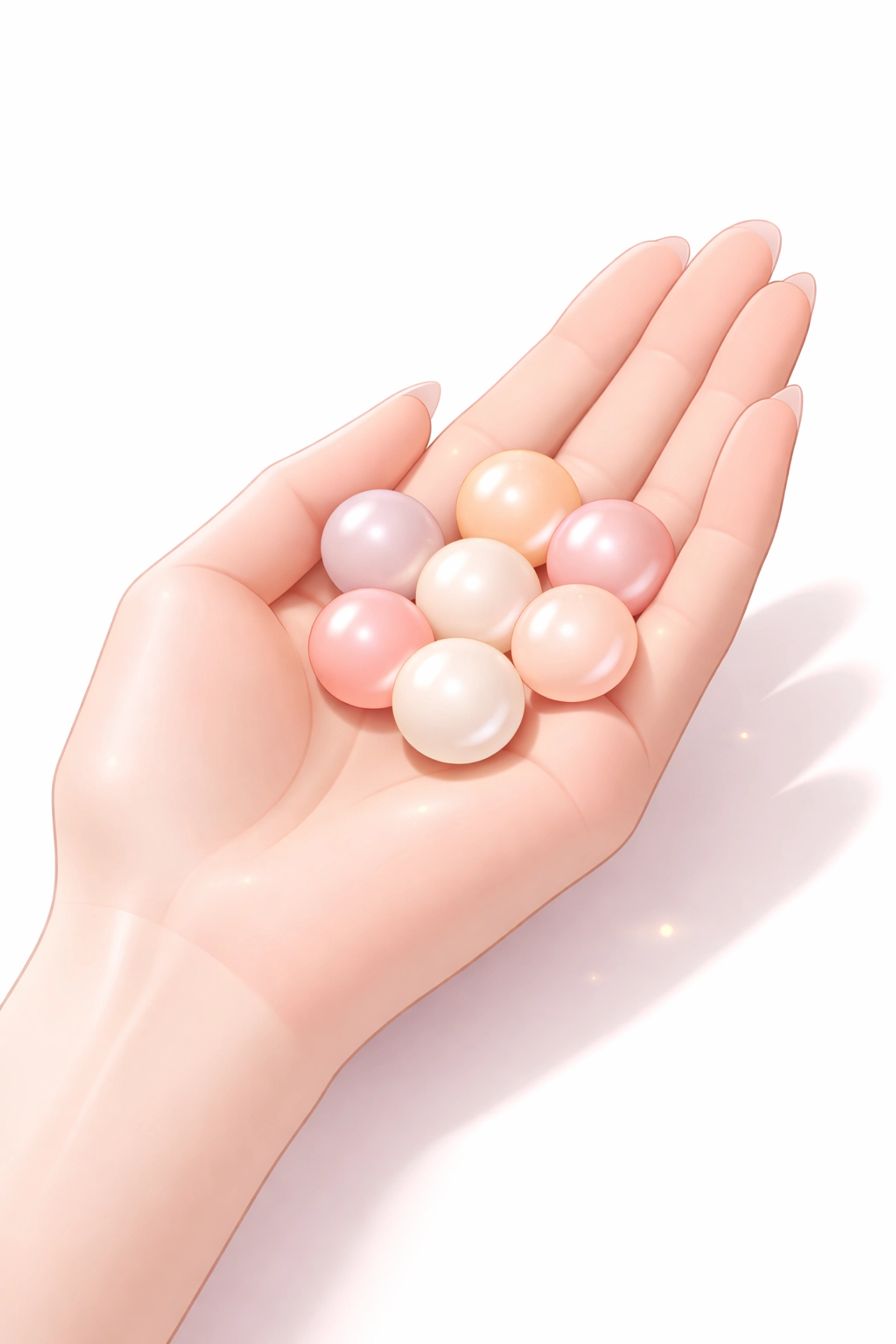 Hand holding several single-use lotion beads in pastel colors for easy, mess-free hydration on the go