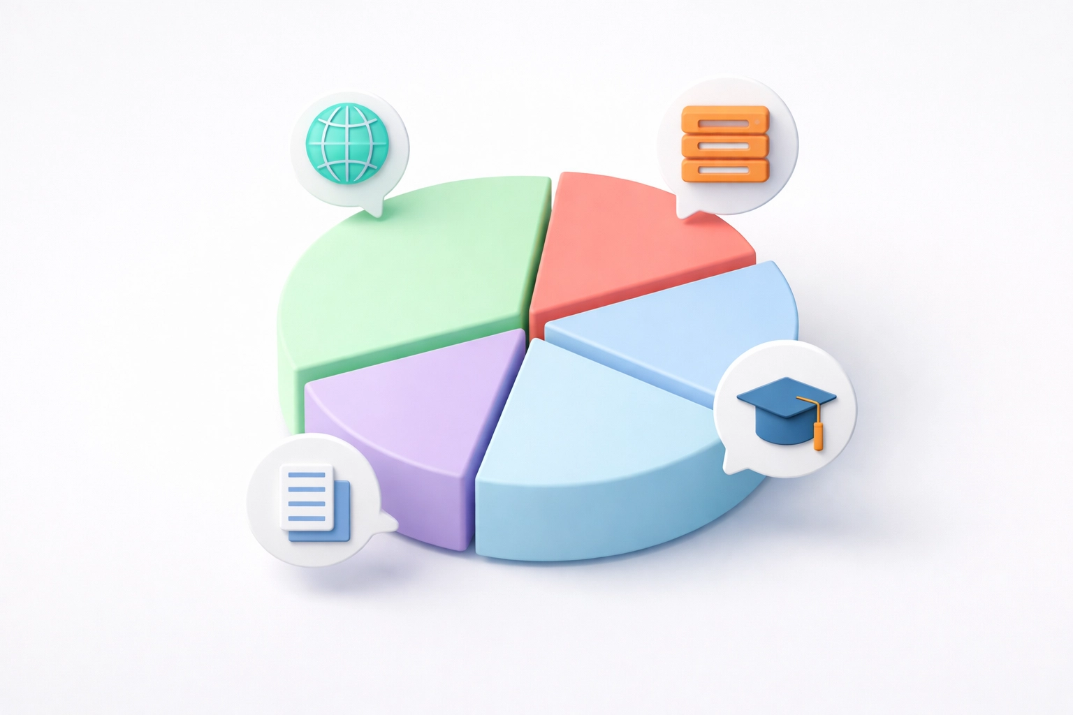 Colorful pie chart allocating budget for domain, hosting, courses, and templates in an under $100 affiliate website.