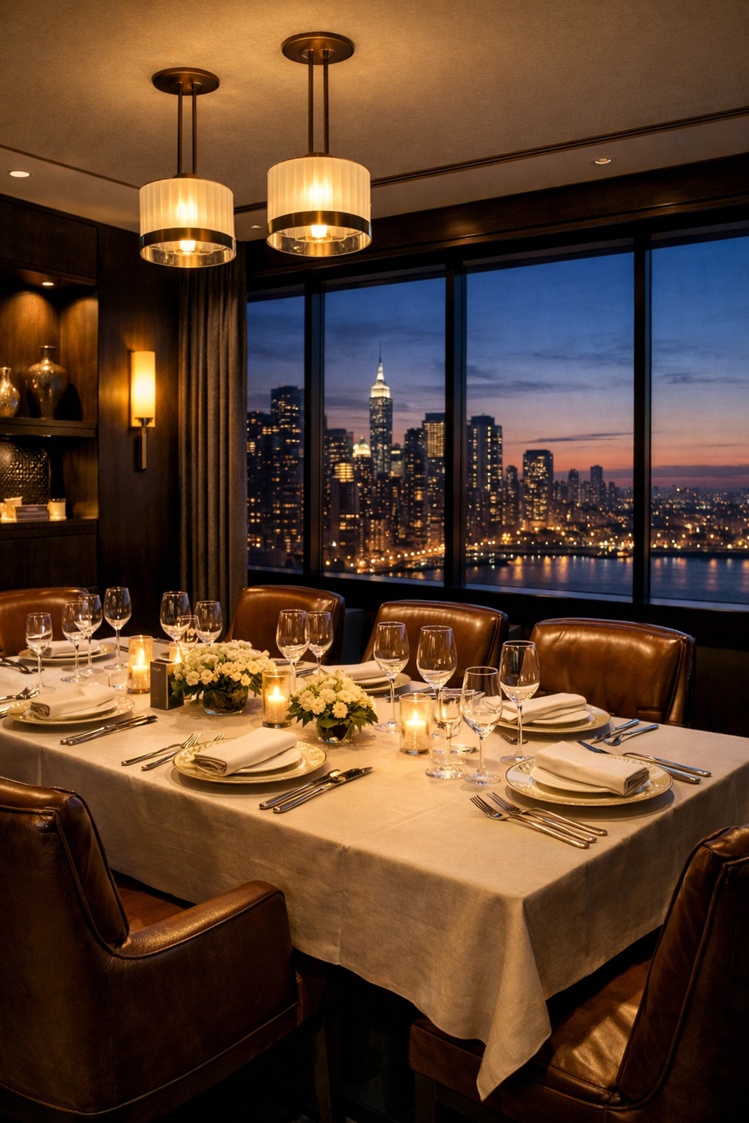 Private dining room setup for executive business entertainment and corporate hospitality