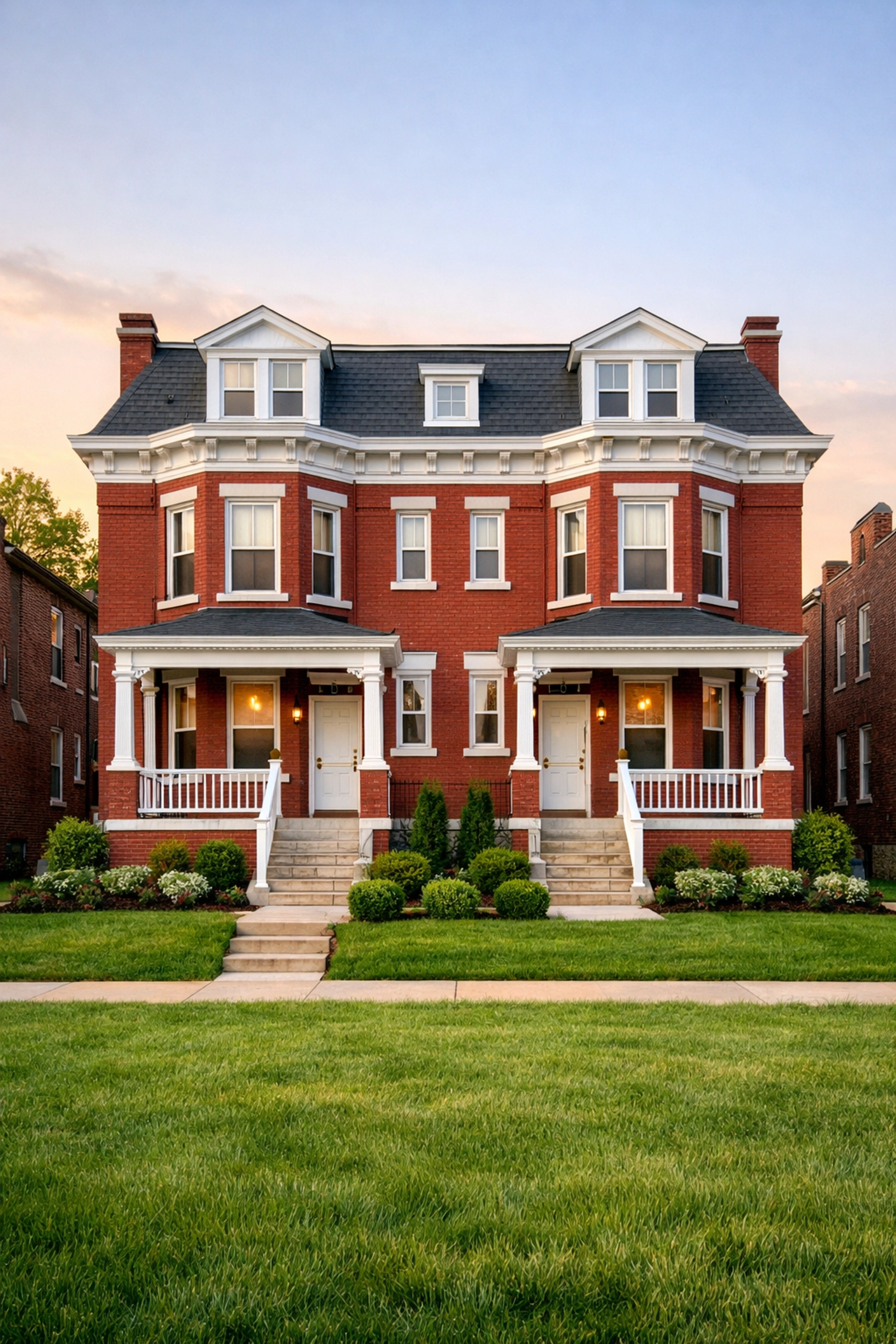 Restored St. Louis red-brick multi-family home representing Missouri real estate investment opportunities.