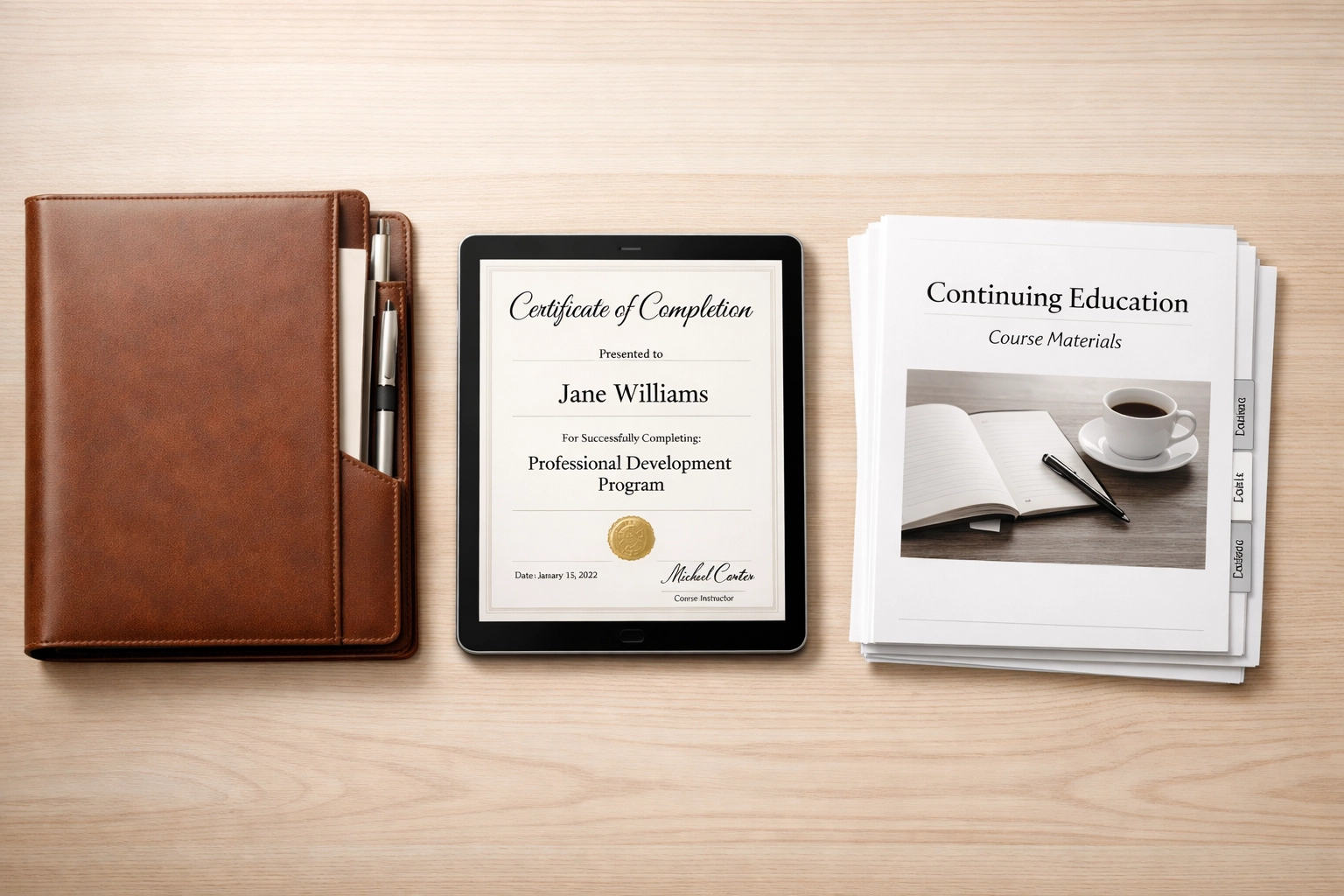 Tax preparer continuing education certificate and professional development materials